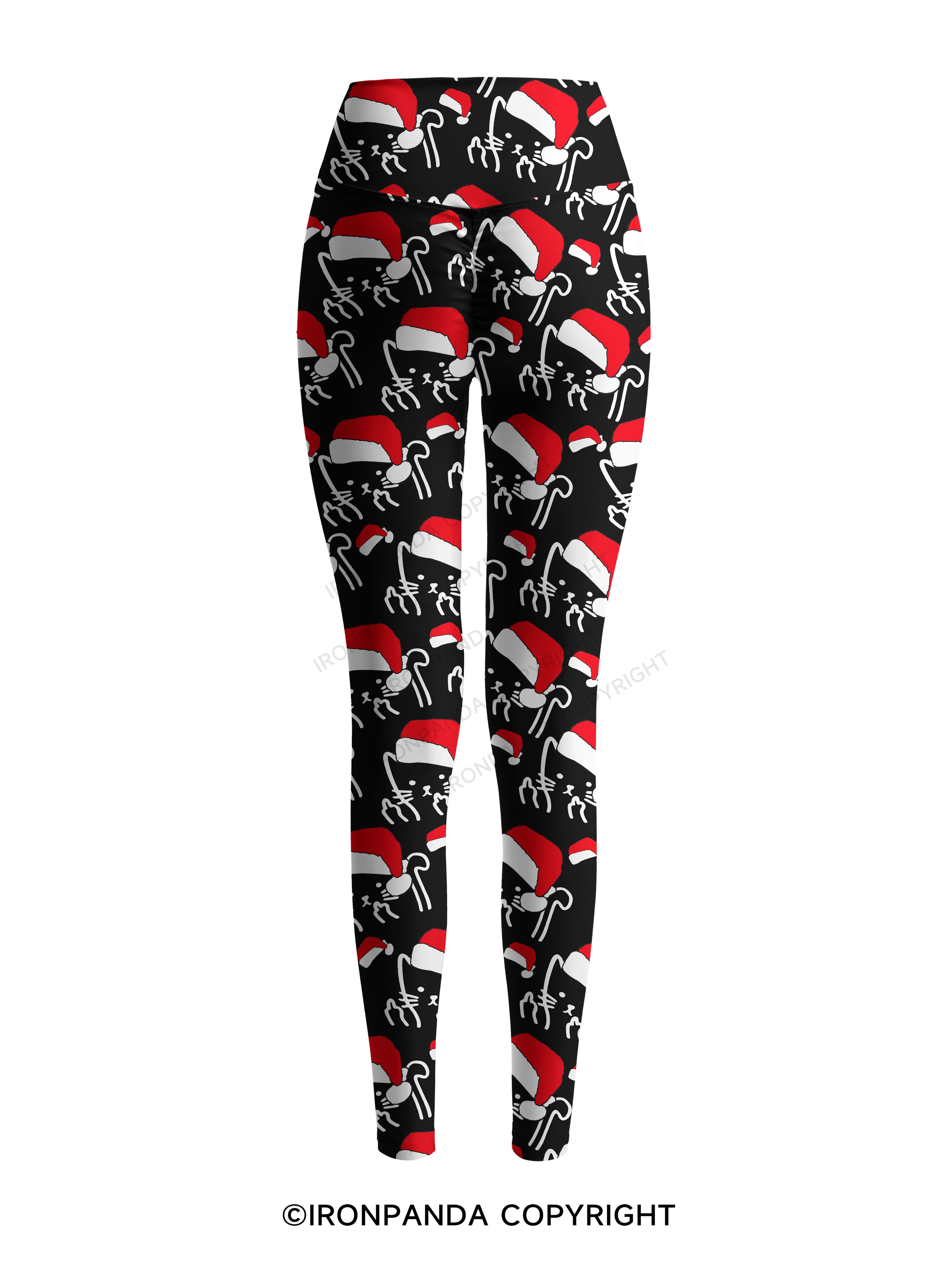 MEOWY CHRISTMAS MOTHER FLUFFER Printed Yoga Pants