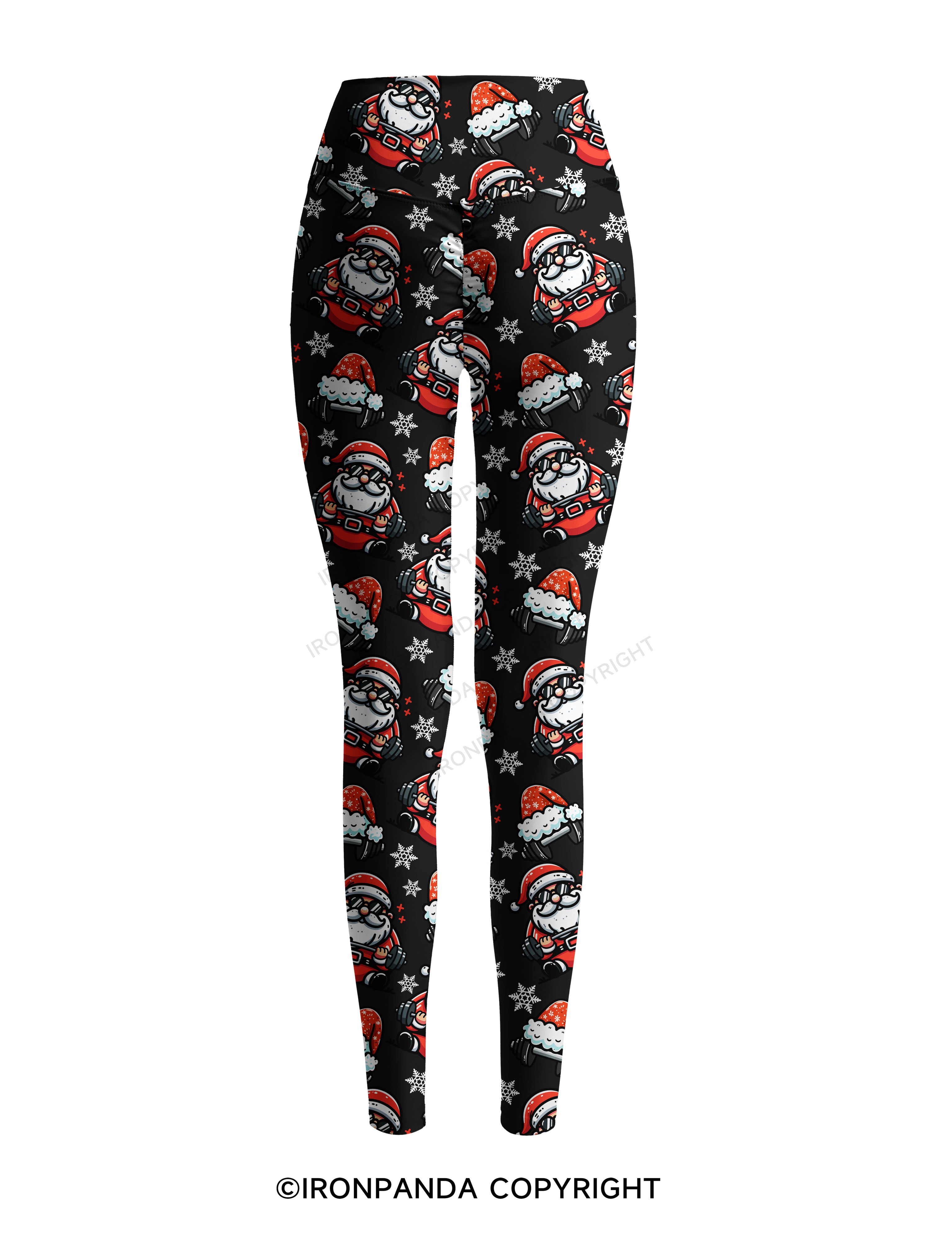 Lifting Santa Claus Printed Yoga Pants