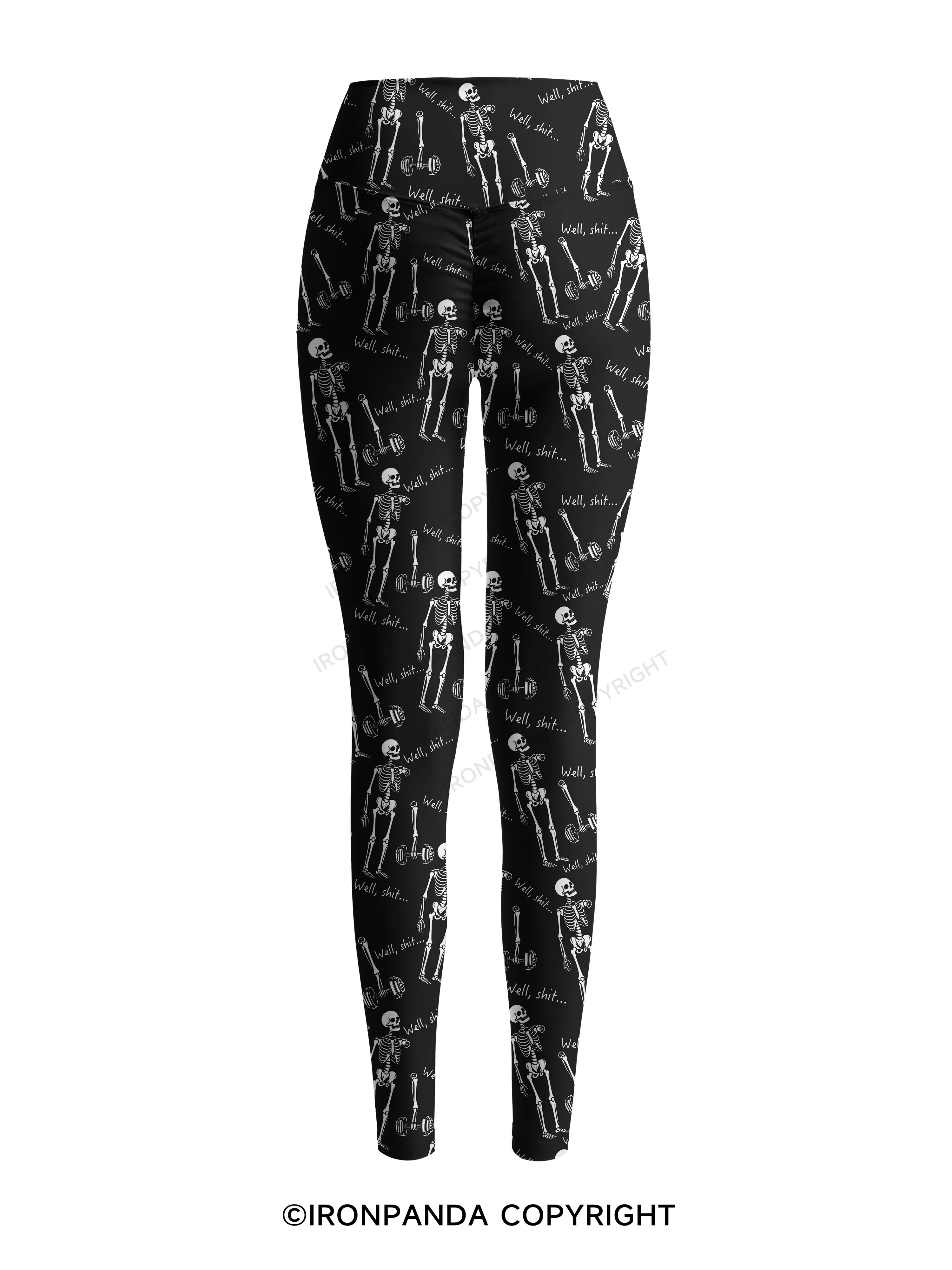 Well Shit Funny Skeleton Printed Yoga Pants