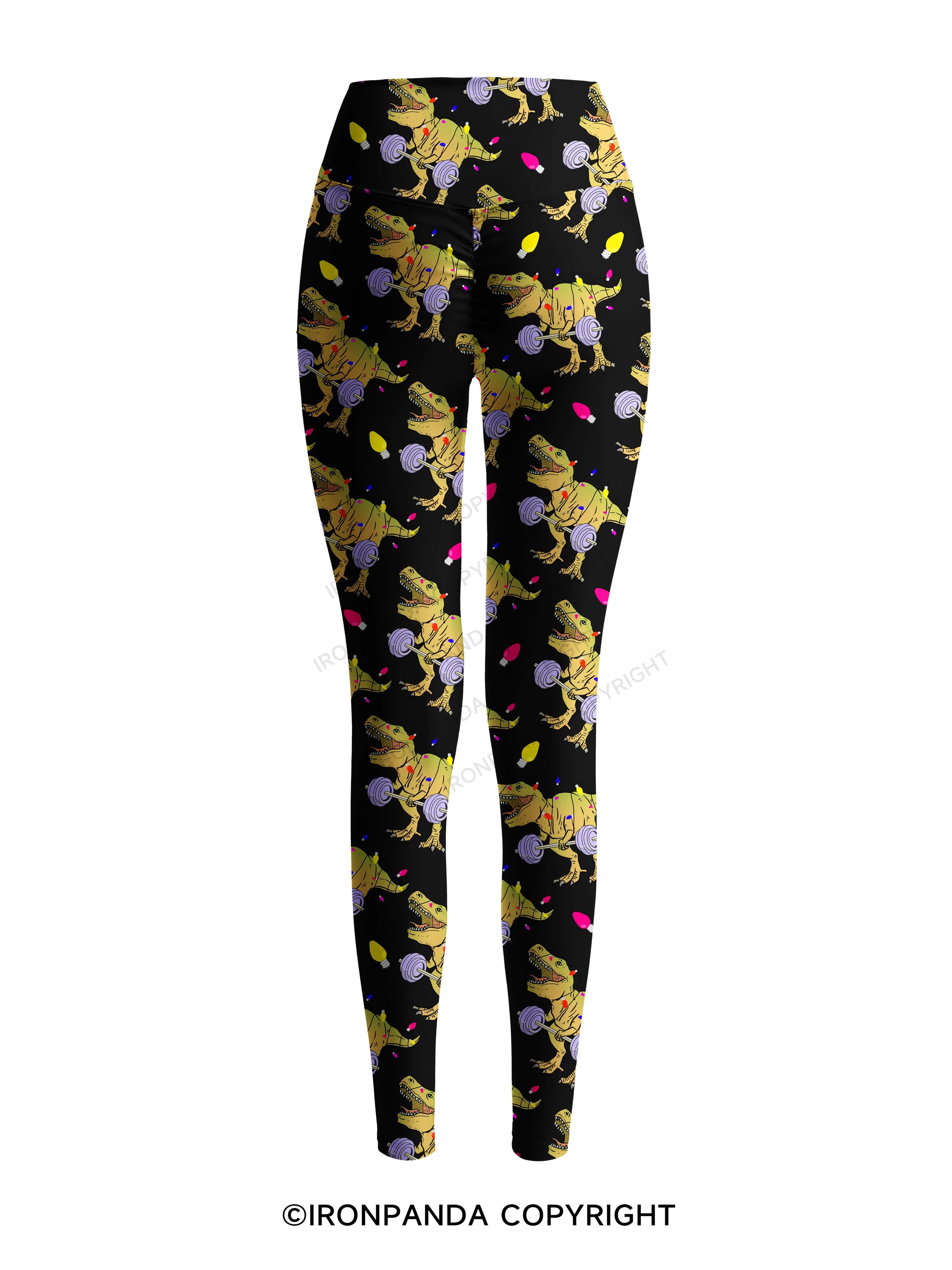Christmas Dinosaur Printed Yoga Pants