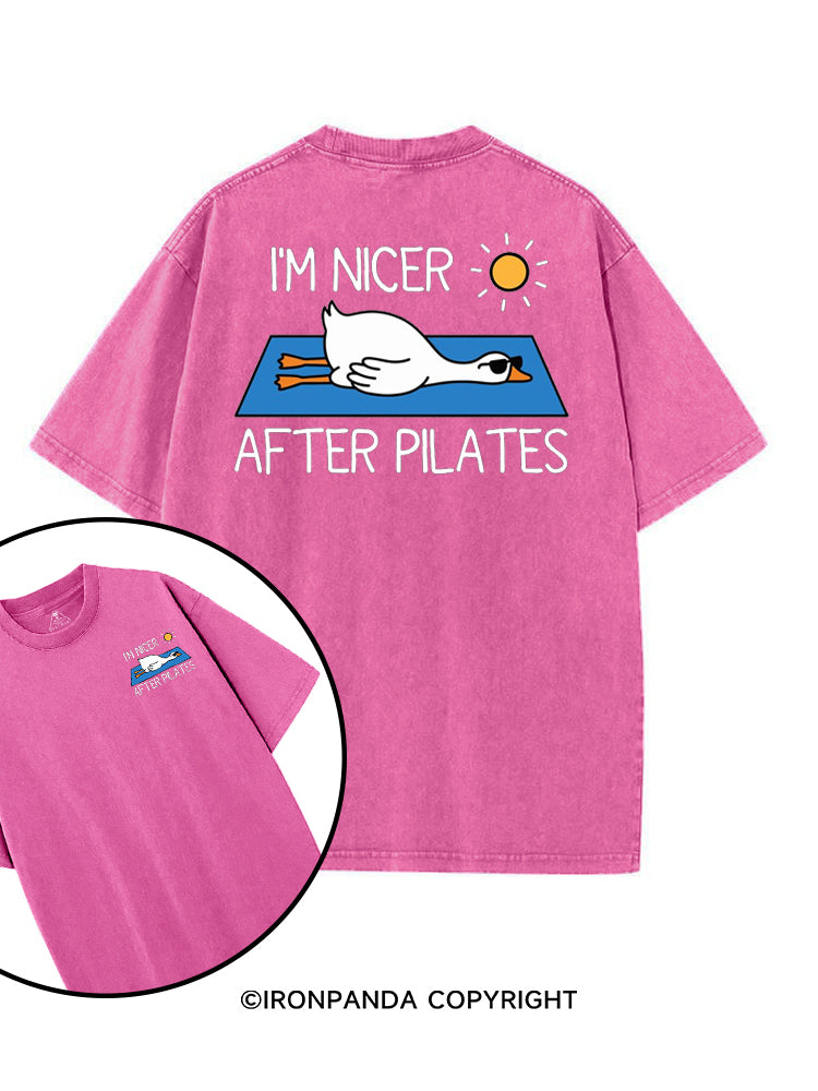 I'M NICER AFTER PILATES GYM GOOSE printed Gym Shirt