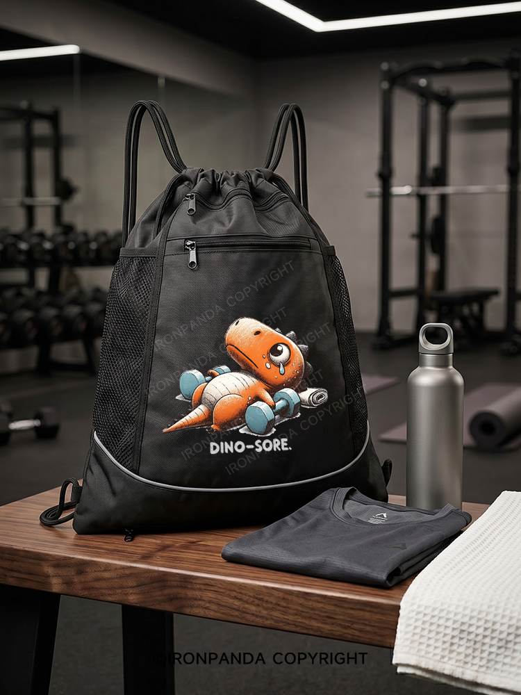 Dino-Sore Gym Drawstring Bag