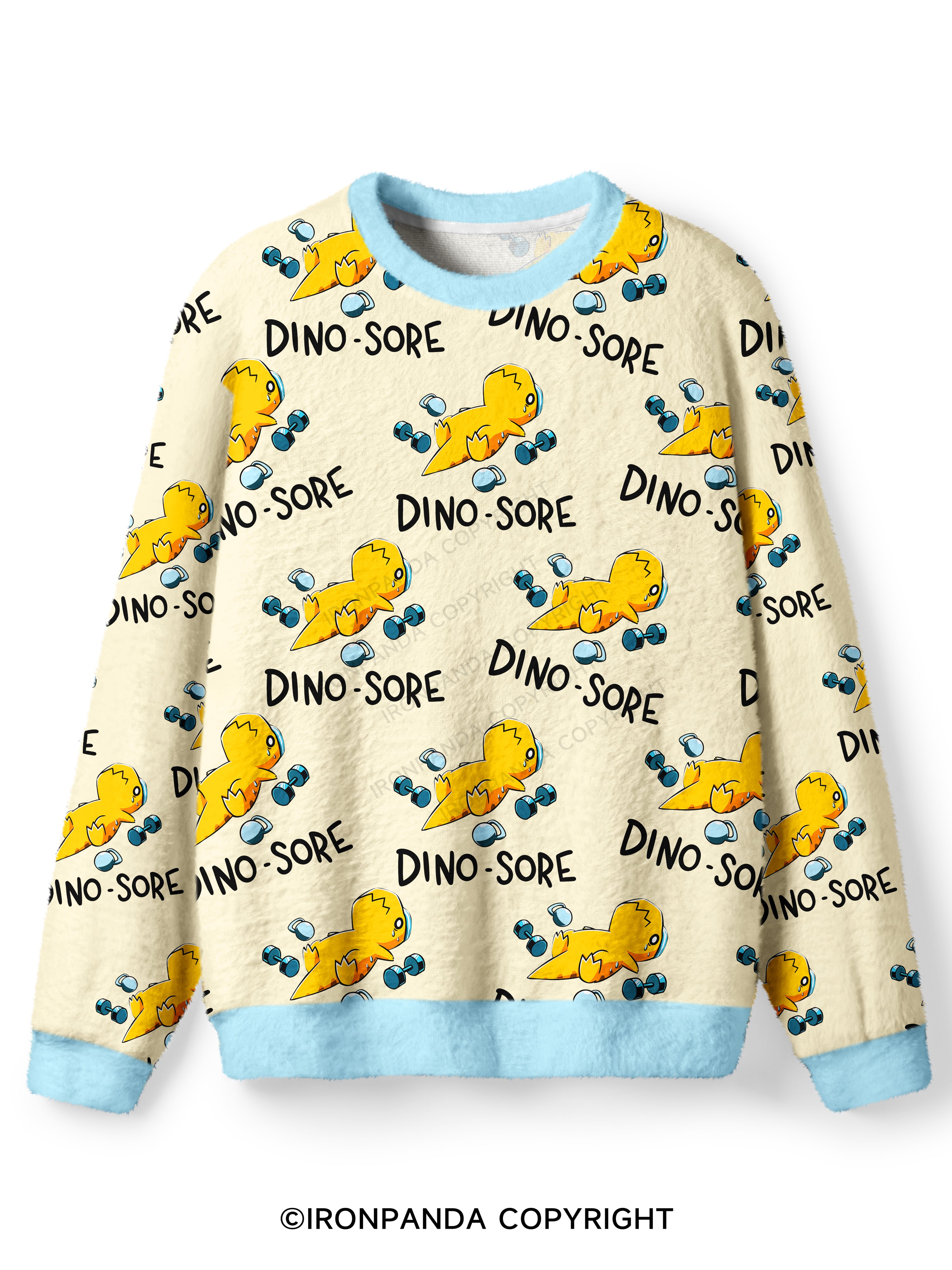 DINO-SORE Ugly Fuzzy Fleece Sweater