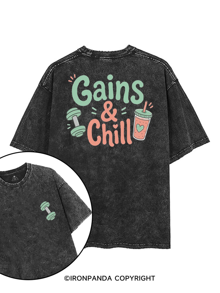 GAINS & CHILL printed Gym Shirt