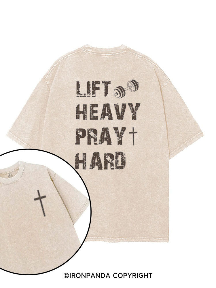 Lift Heavy Pray Hard Motivational Fitness printed Gym Shirt