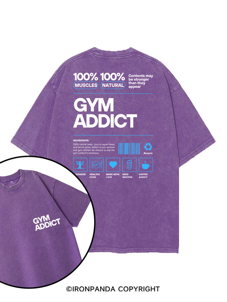 GYM ADDICT 100% MUSCLES 100% NATURAL printed Gym Shirt