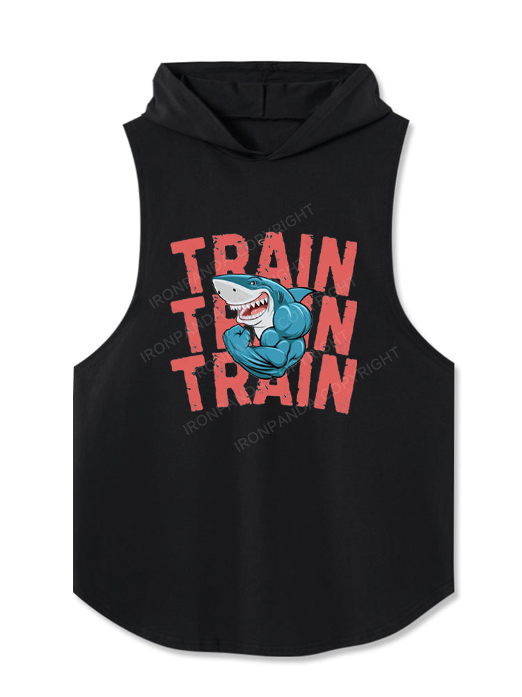 Funny Train Shark Hooded Tank
