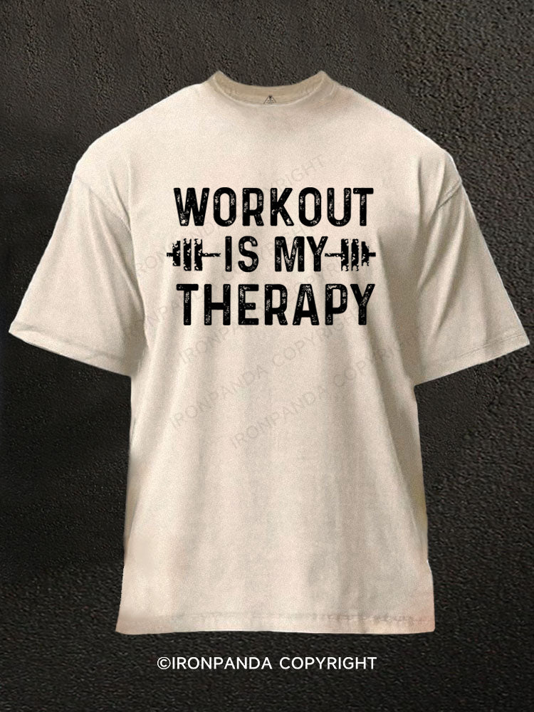 workout is my therapy Washed Gym Shirt