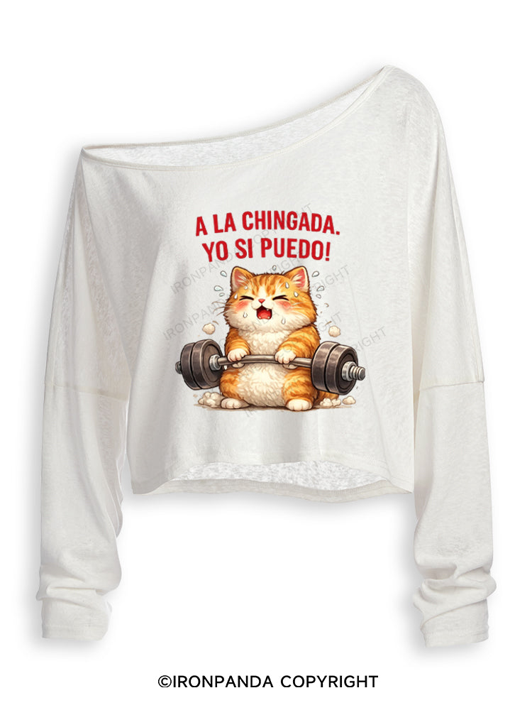 A LA CHINGADA. YO SI PUEDO! Off Shoulder Long Sleeve Crop Top