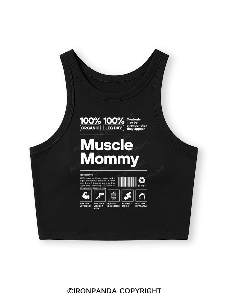 Muscle Mom Letters Fitted Crop Tank Top