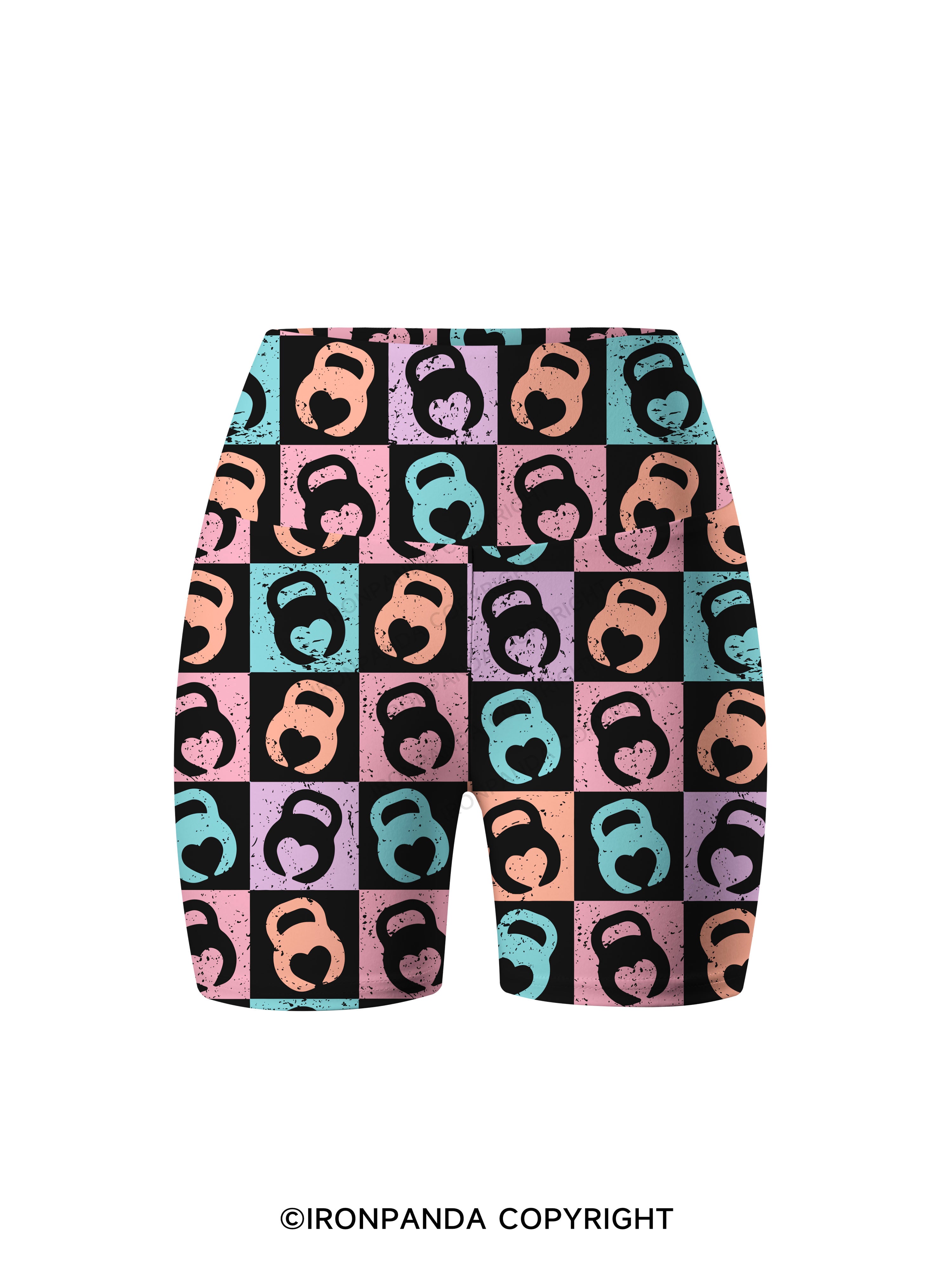 COLORS KETTLEBELL HEART Printed Yoga Cycling Shorts