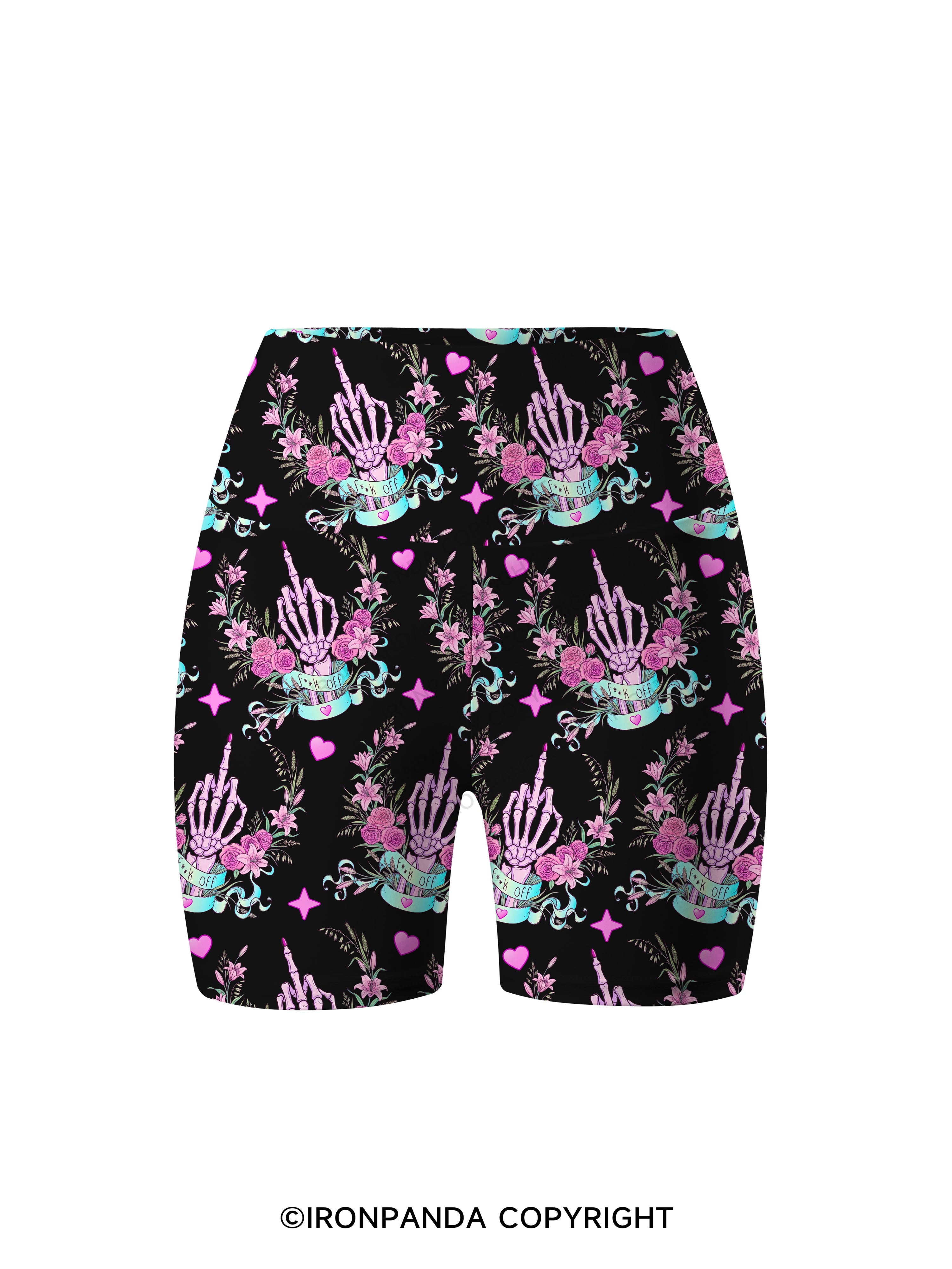 fuck off  Printed Yoga Cycling Shorts