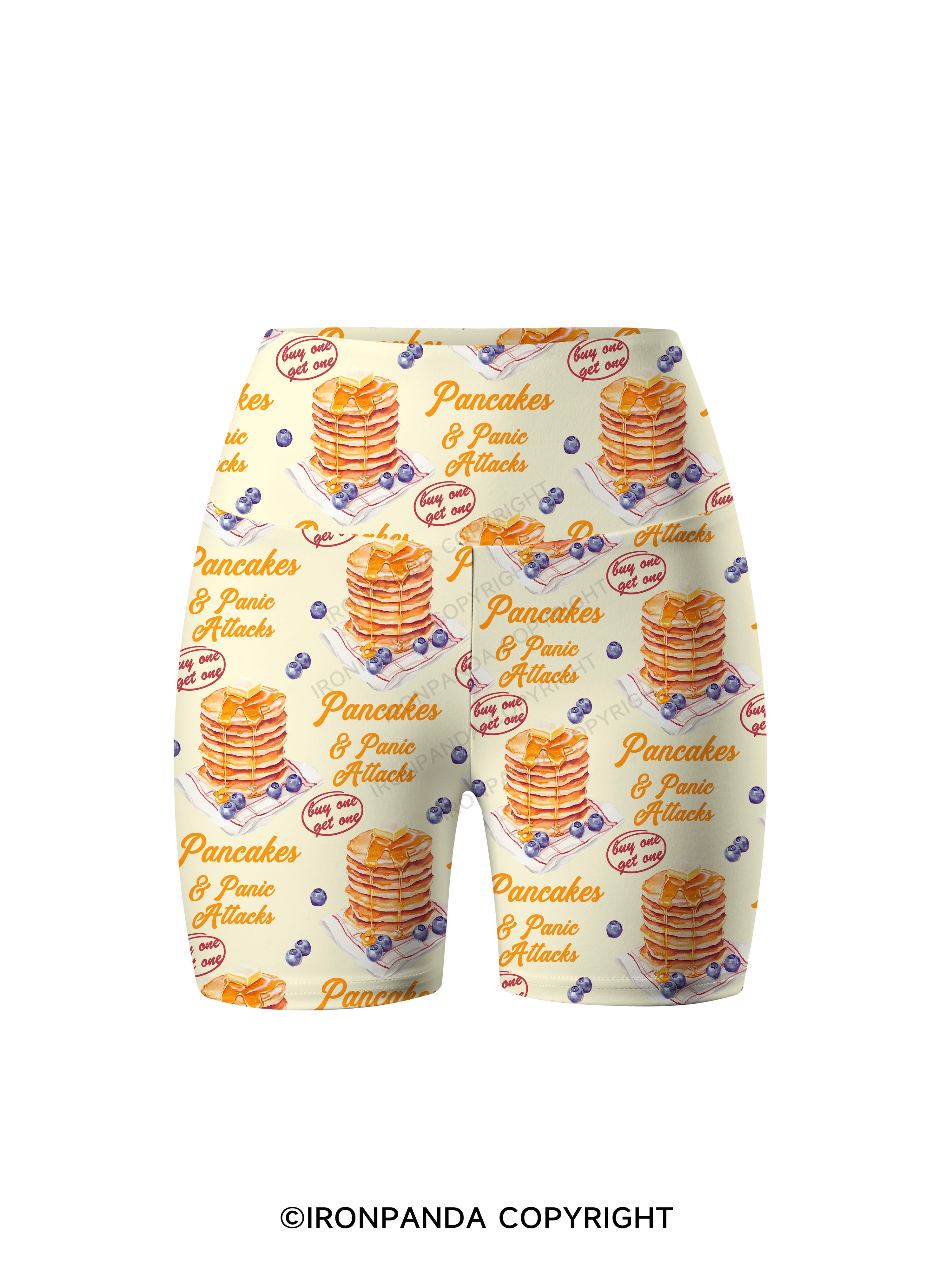 Pancakes & Panic Attacks Gym Printed Yoga Cycling Shorts