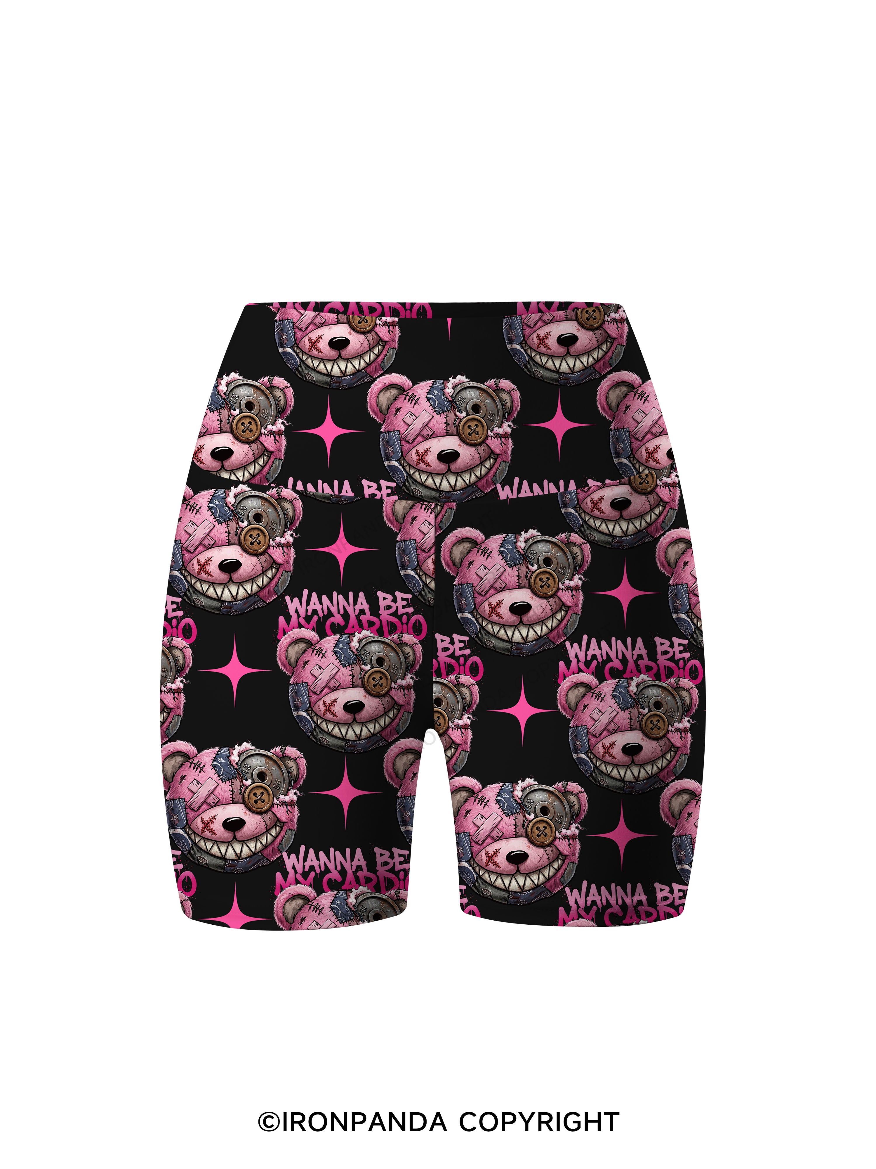 WANNA BE MY CARDIO? Printed Yoga Cycling Shorts