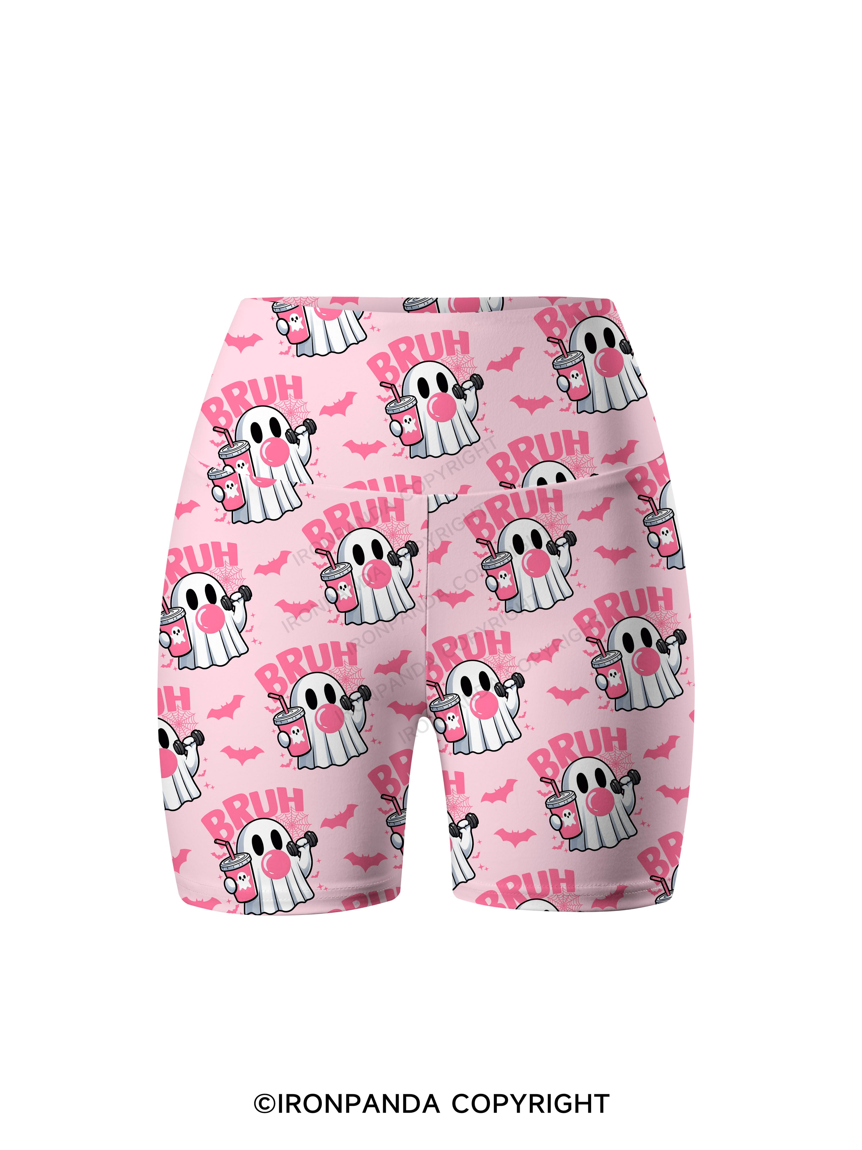 BRUH GHOST Printed Yoga Cycling Shorts