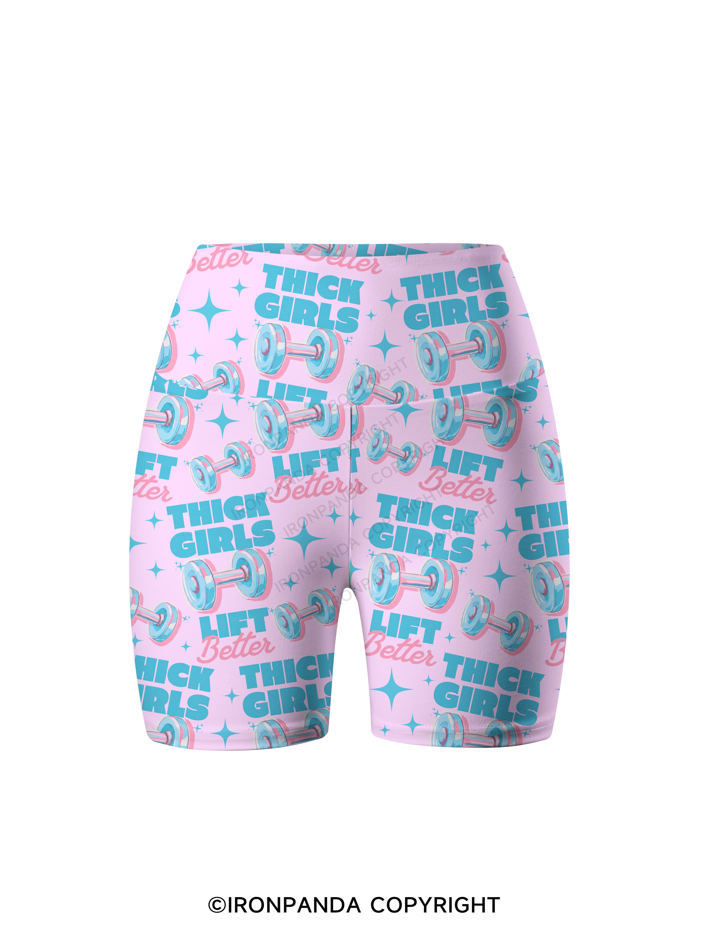 THICK THIGHS LIFT BETTER Printed Yoga Cycling Shorts