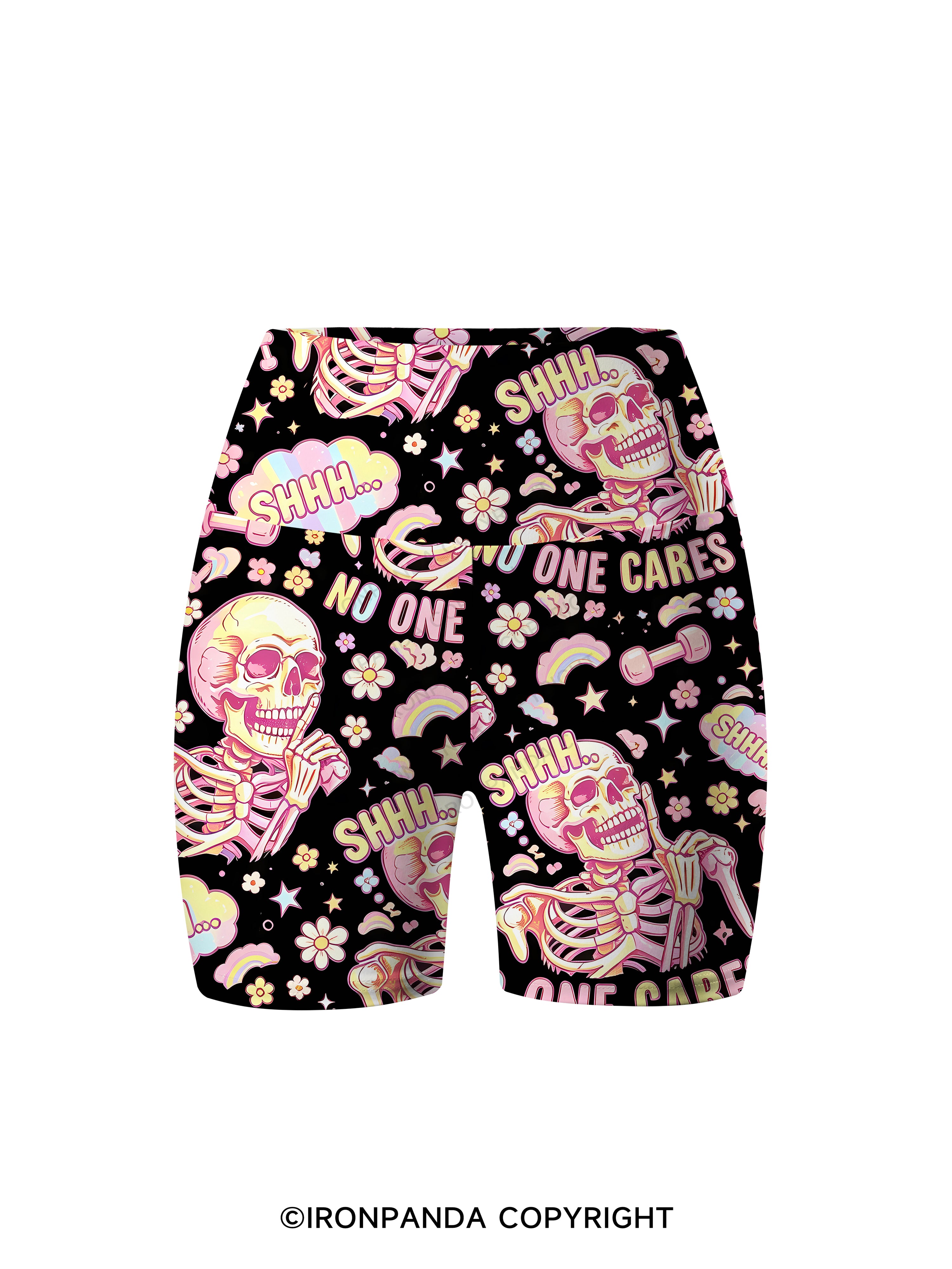 shhh no one cares Printed Yoga Cycling Shorts