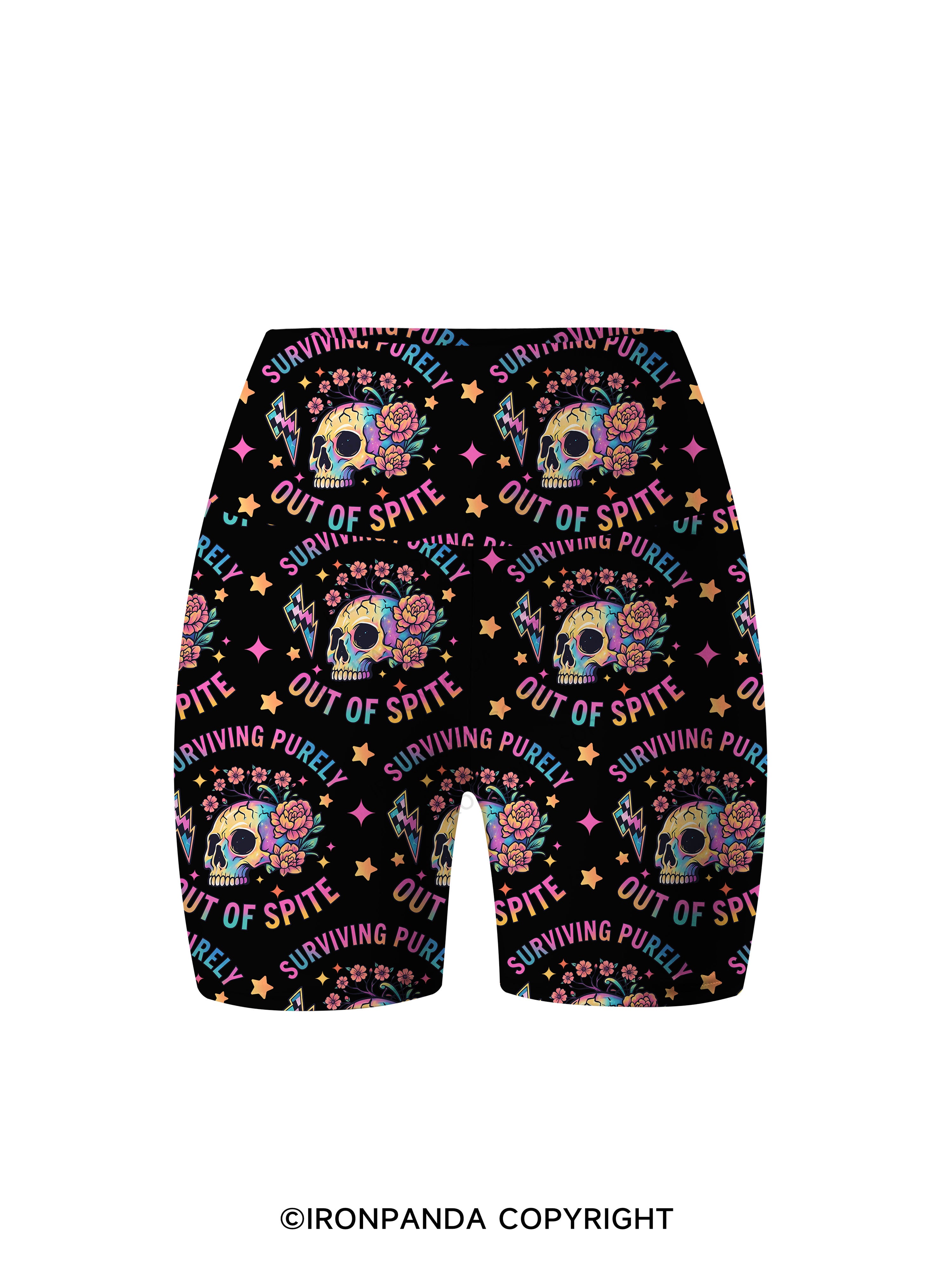 SURVIVING PURELY OUT OF SPITE SKELETON Printed Yoga Cycling Shorts