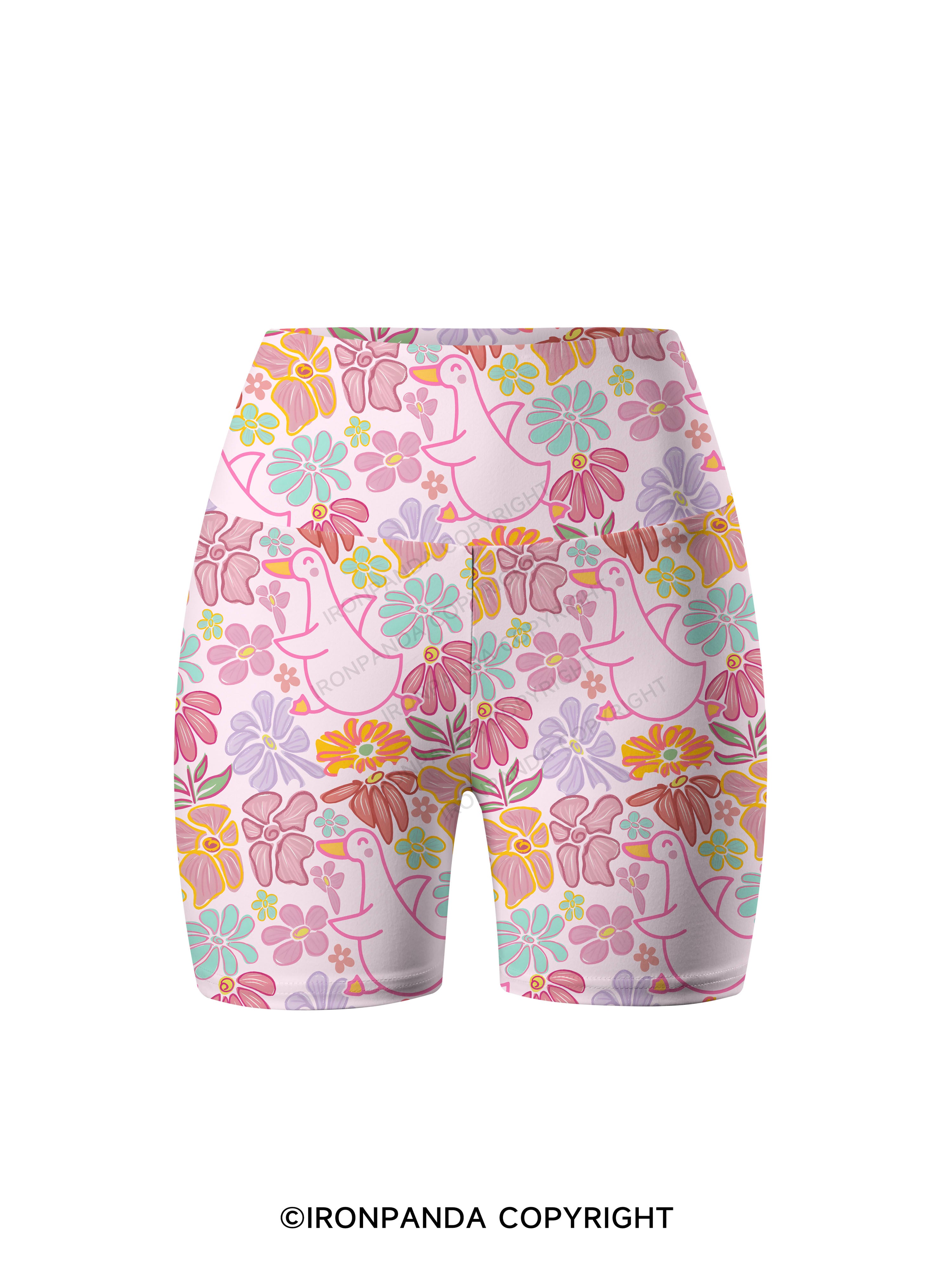 loral Happy Duck Printed Yoga Cycling Shorts