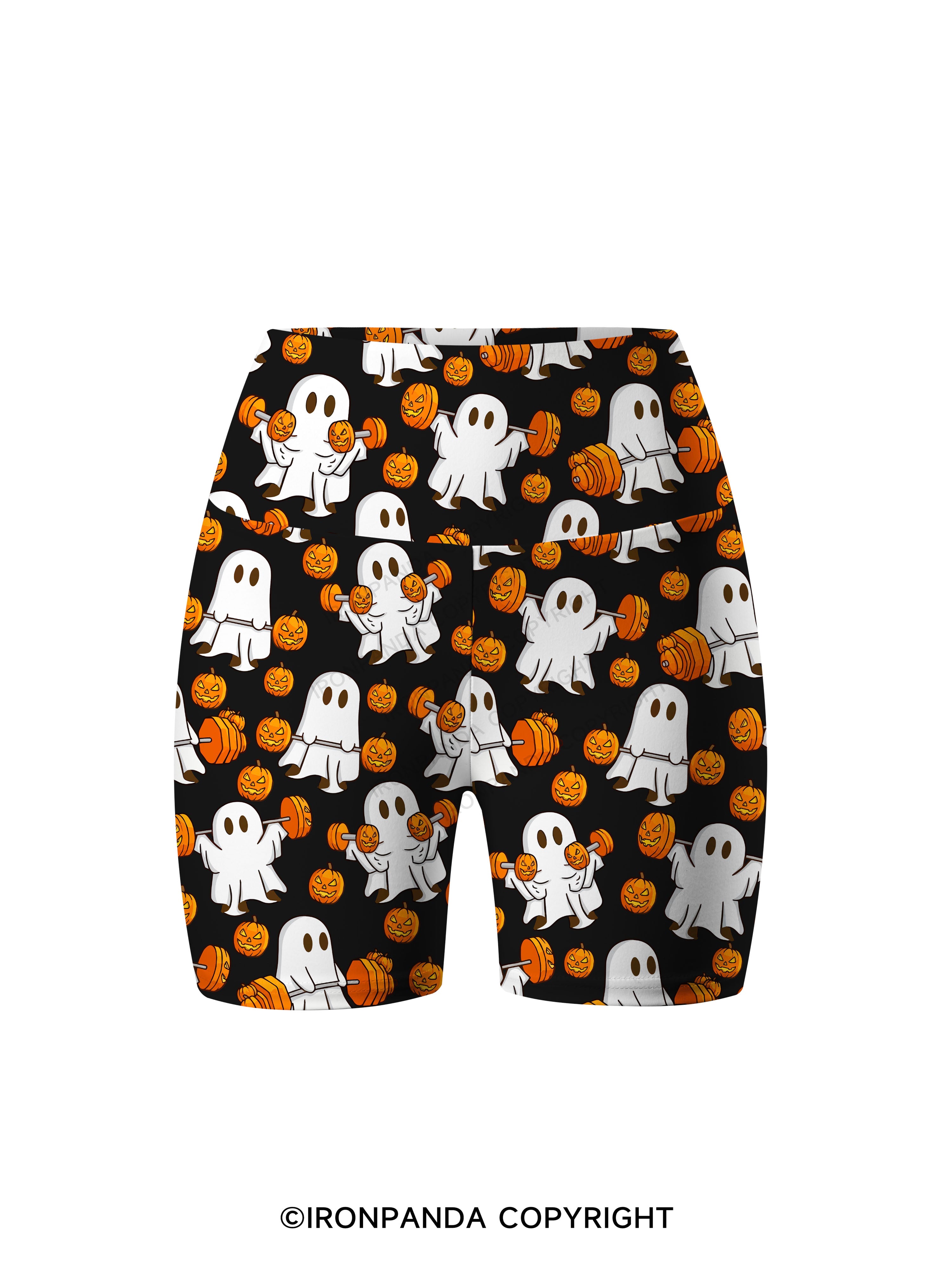WEIGHT LIFTING GHOSTS FUNNY FITNESS Printed Yoga Cycling Shorts