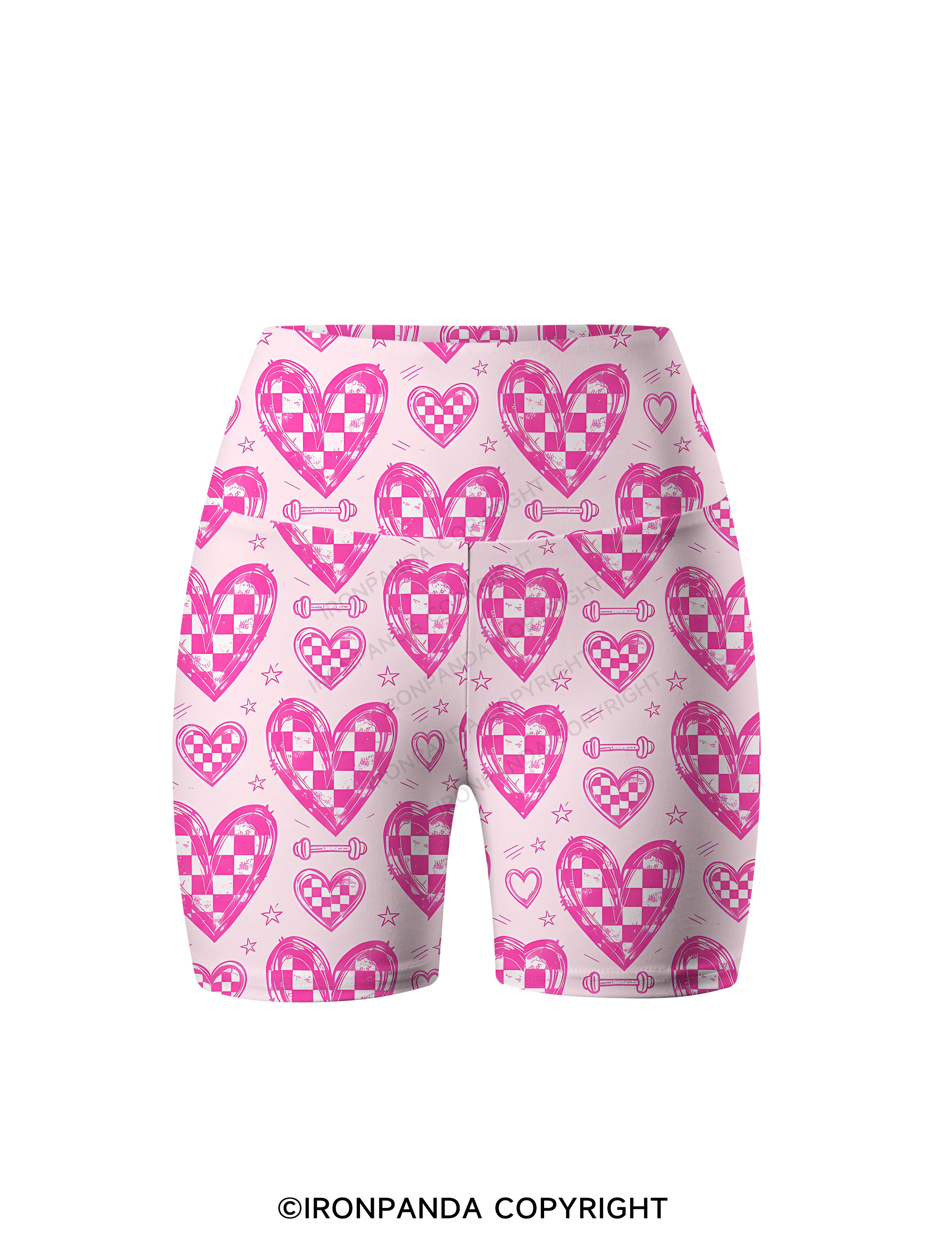 Check Heart Gym Printed Yoga Cycling Shorts