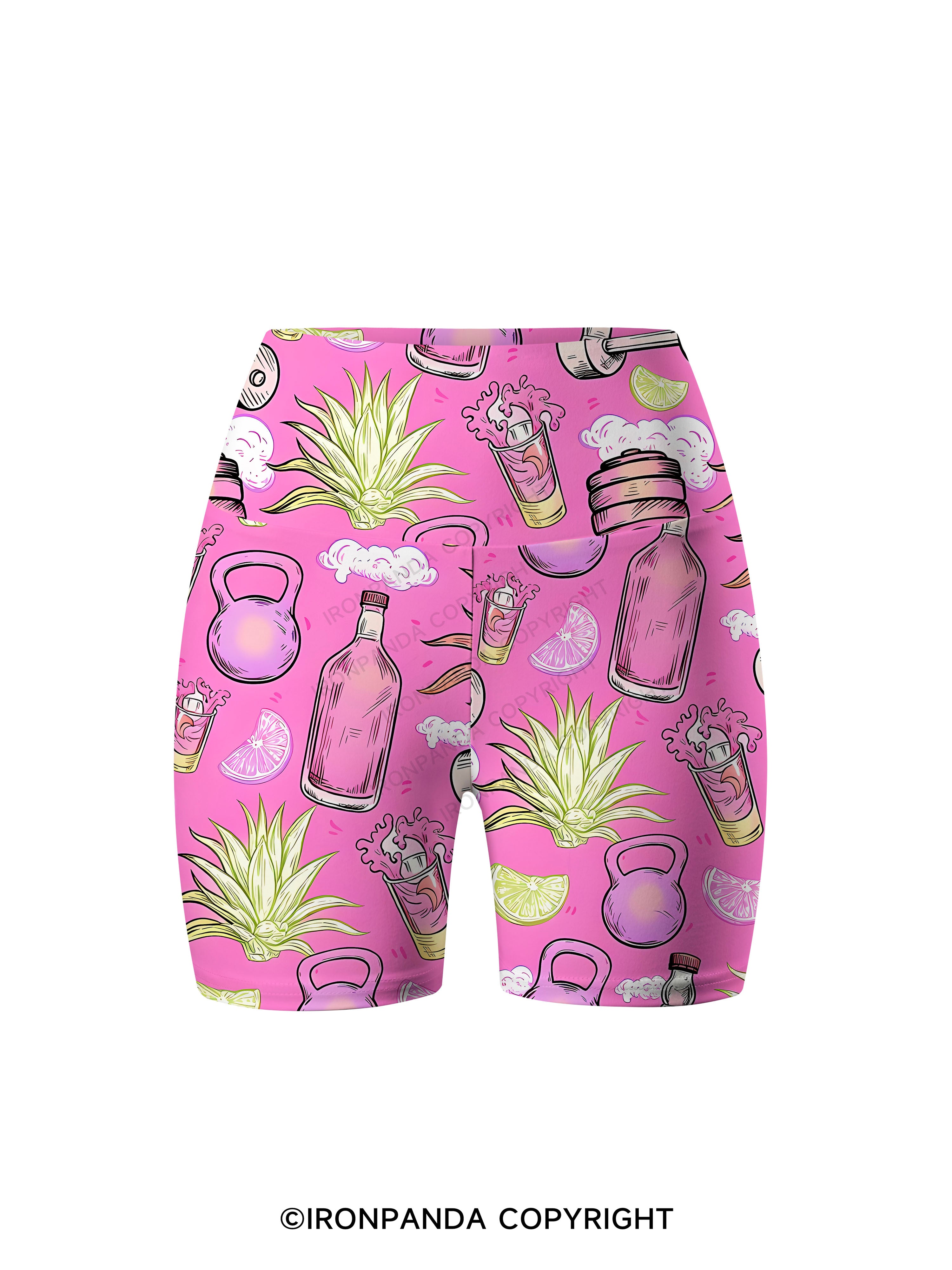 Pink Margarita Printed Yoga Cycling Shorts