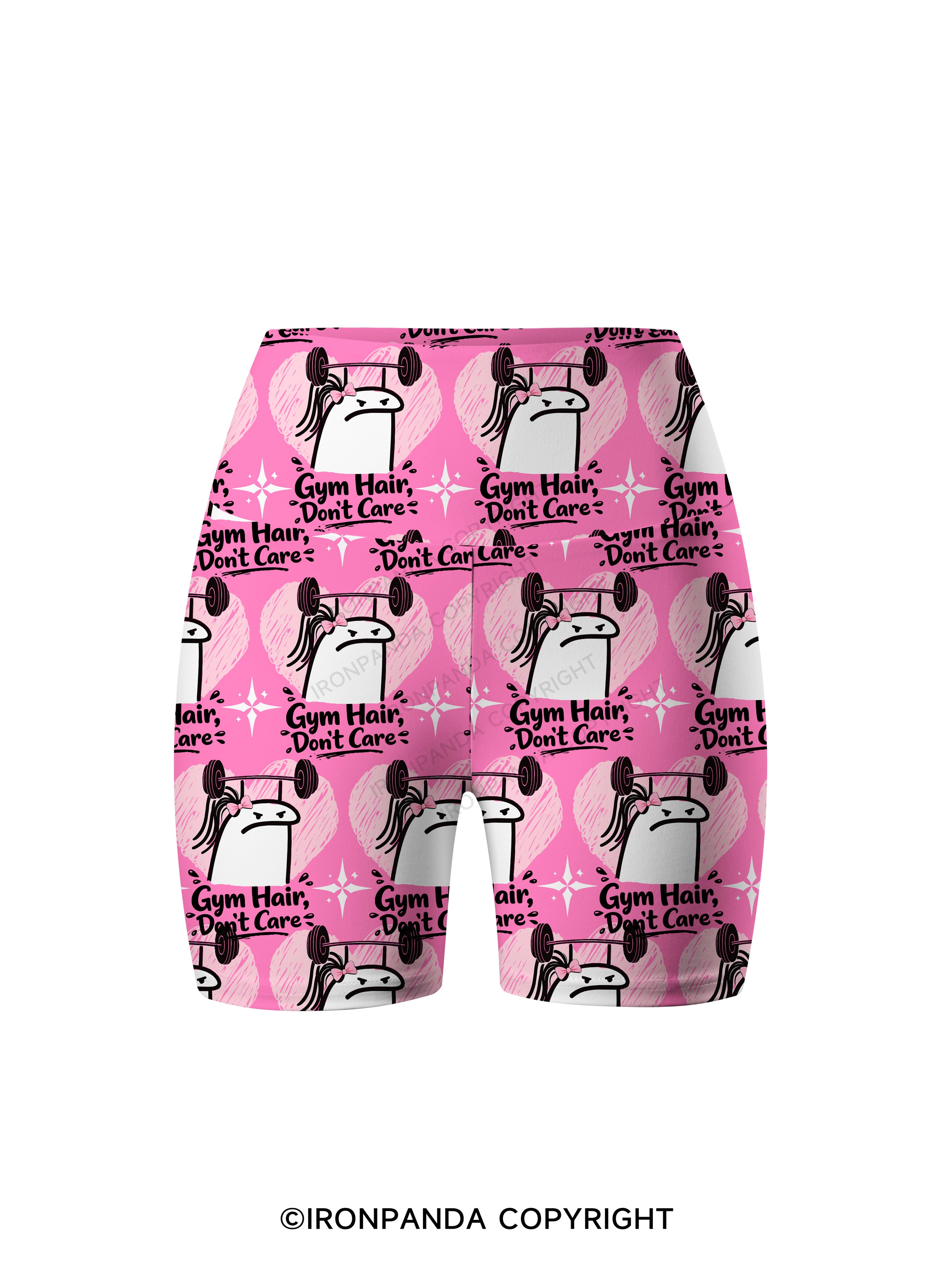 Gym Hair Don't Care Printed Yoga Cycling Shorts