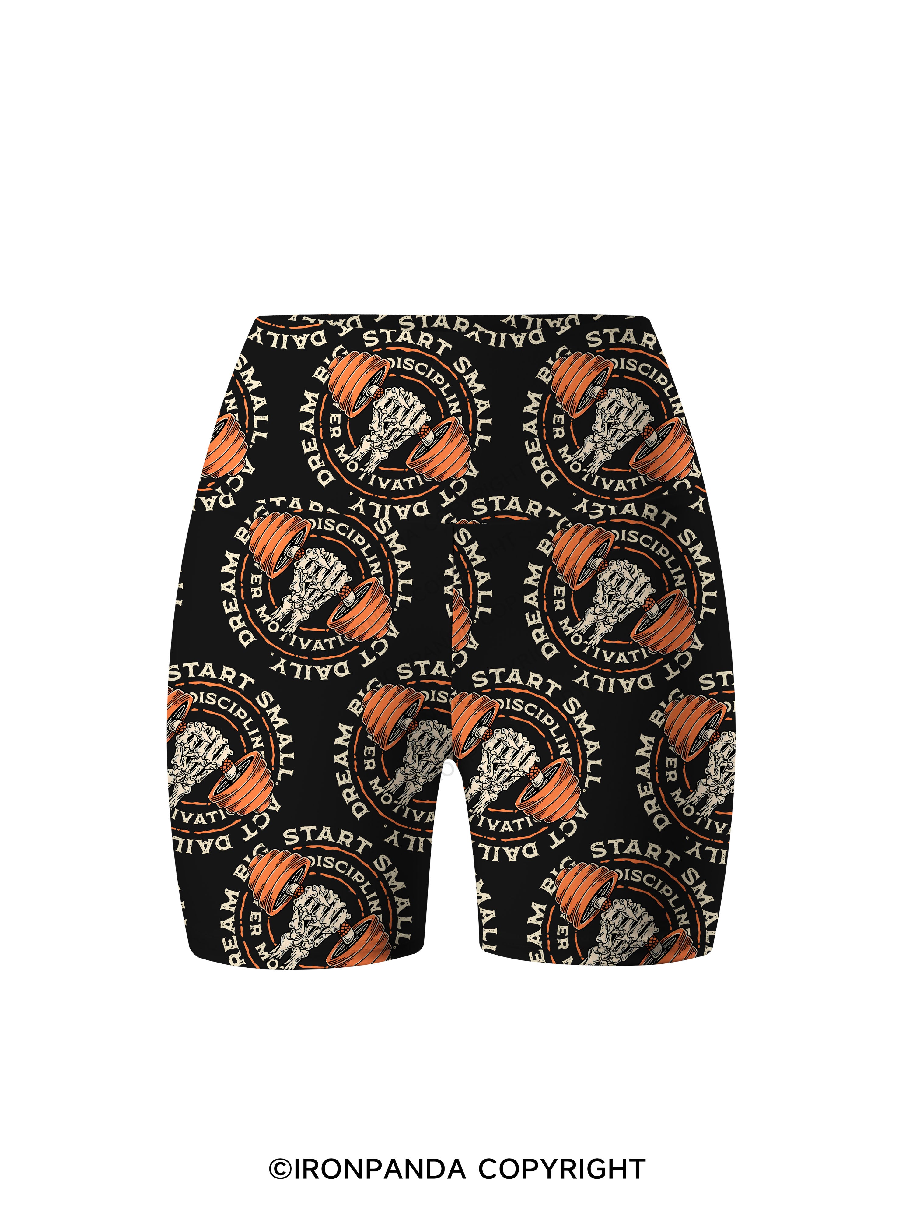 DREAM BIG START SMALL ACT DAILY DISCIPLINE OVER MOTIVATION Printed Yoga Cycling Shorts