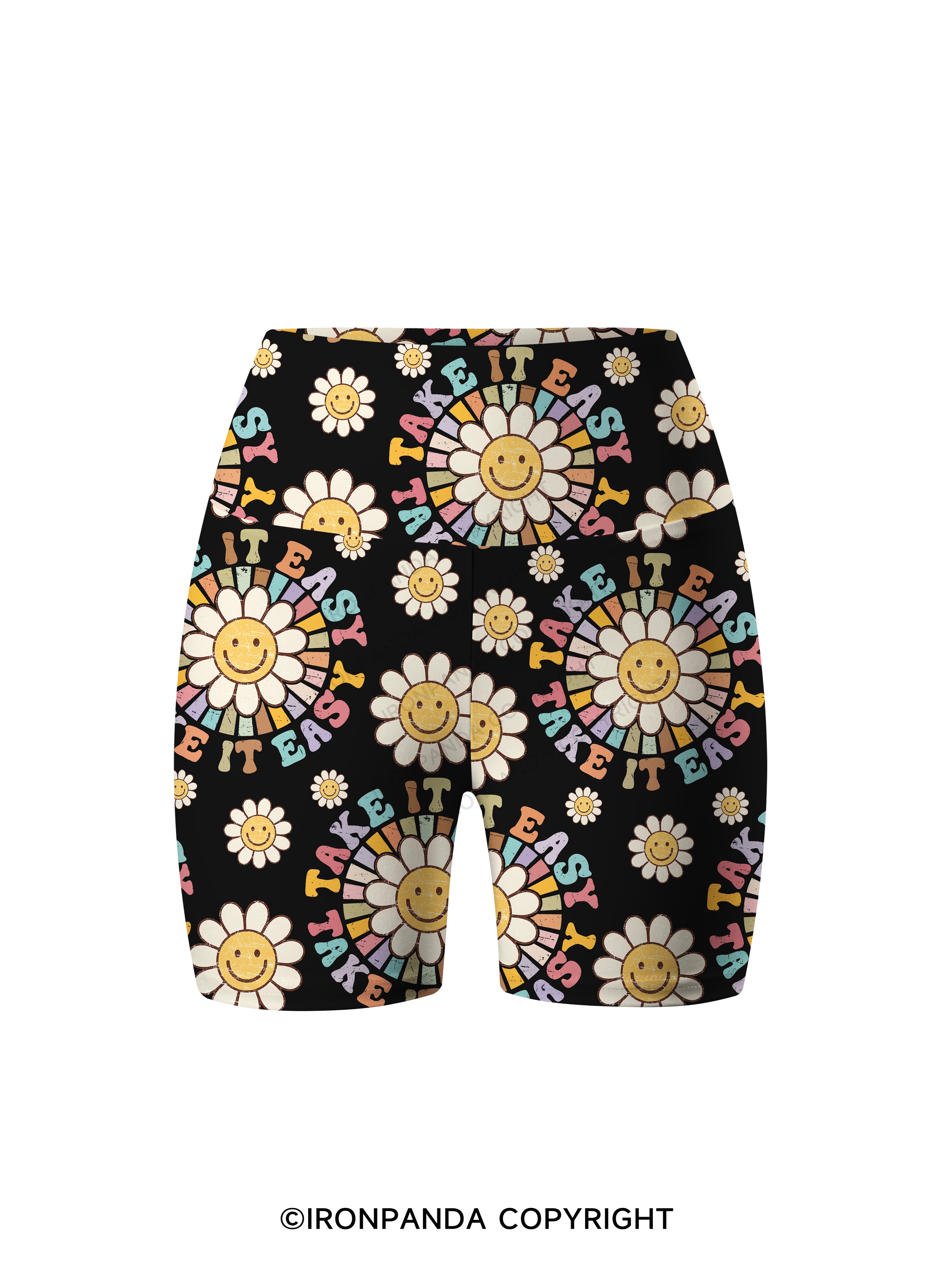 TAKE IT EASY Printed Yoga Cycling Shorts