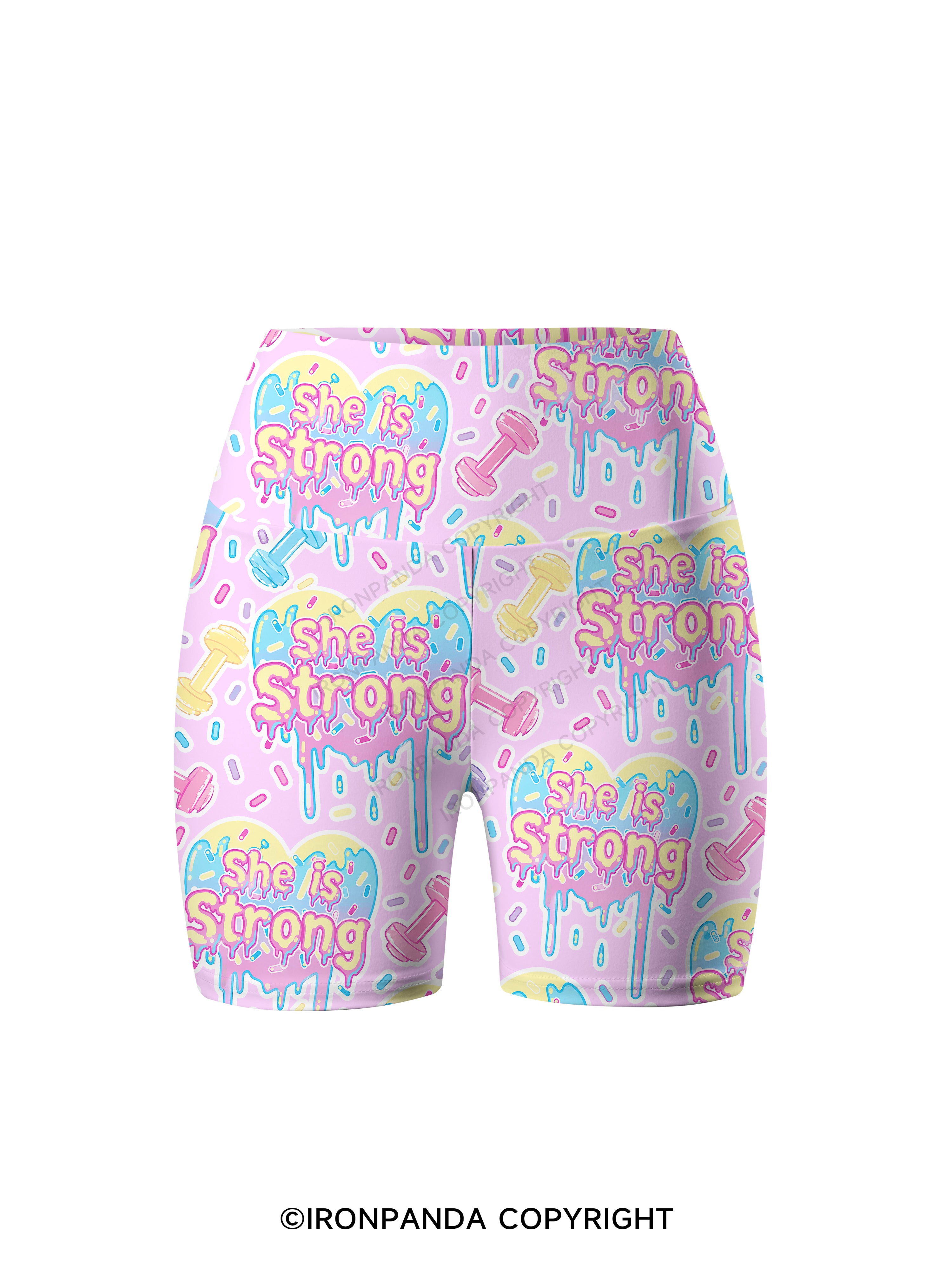 she is strong heart Printed Yoga Cycling Shorts