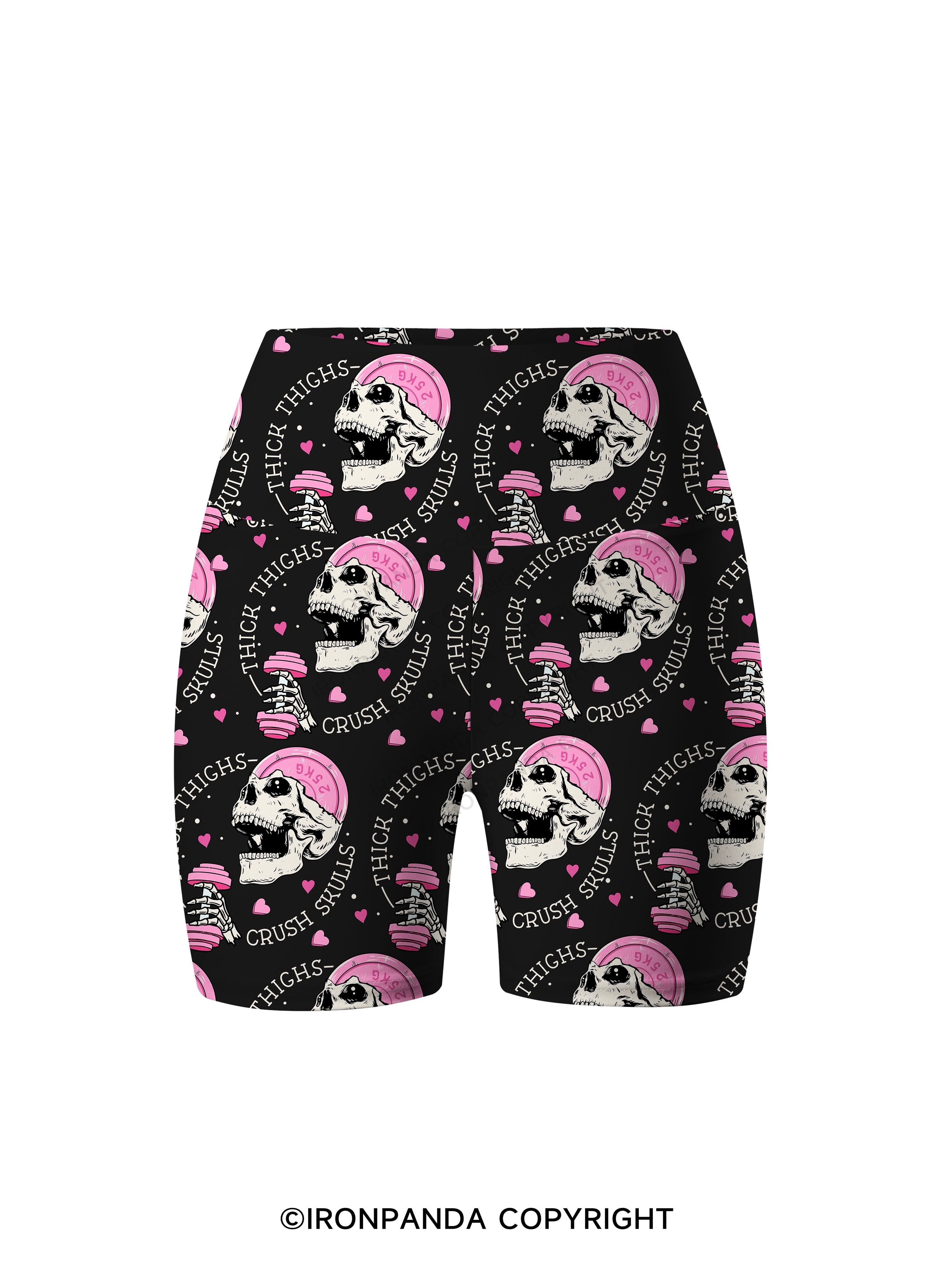 THICK THIGHS CRUSH SKULLS Printed Yoga Cycling Shorts