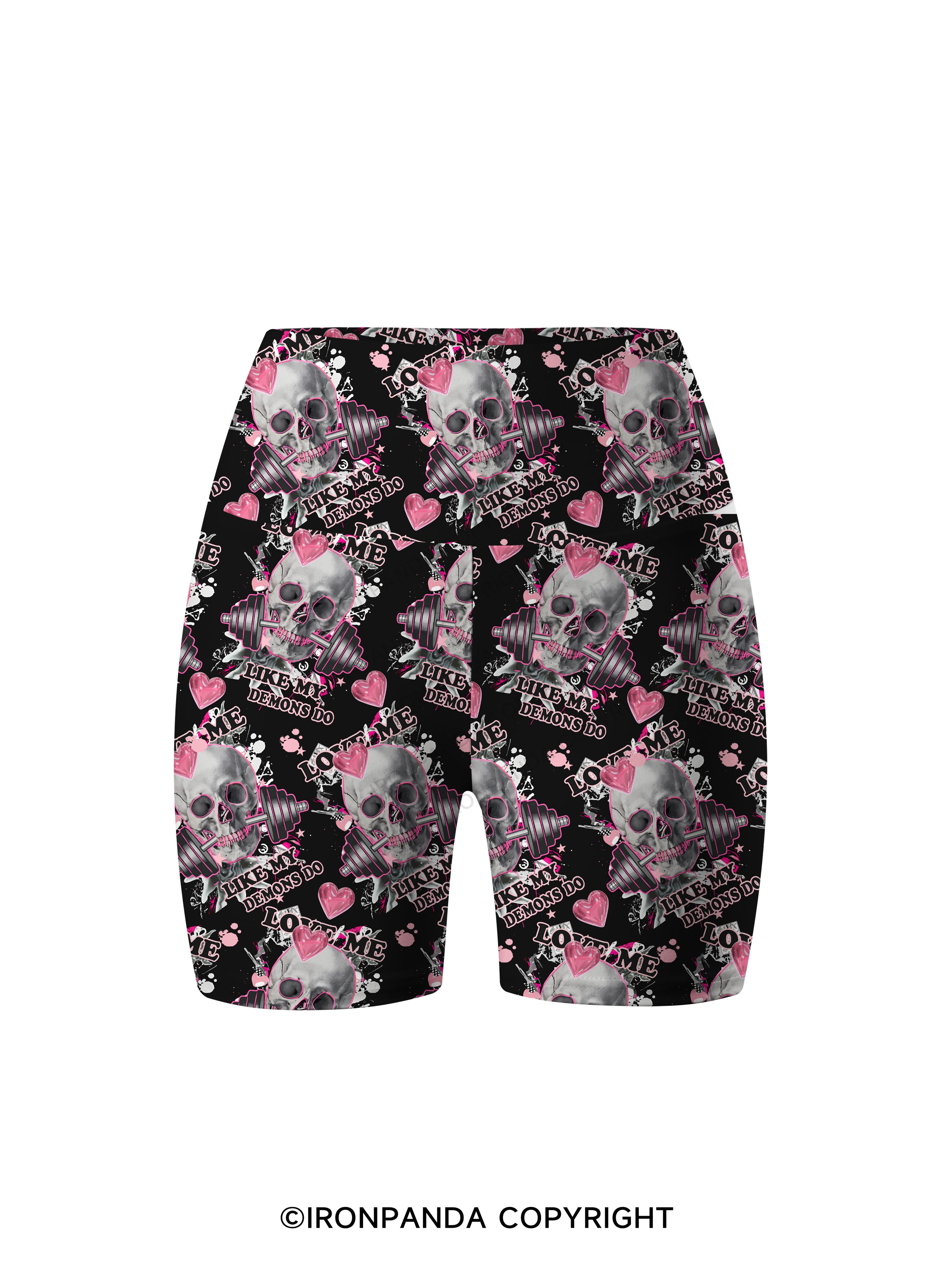 LOVE ME LIKE MY DEMONS DO Printed Yoga Cycling Shorts