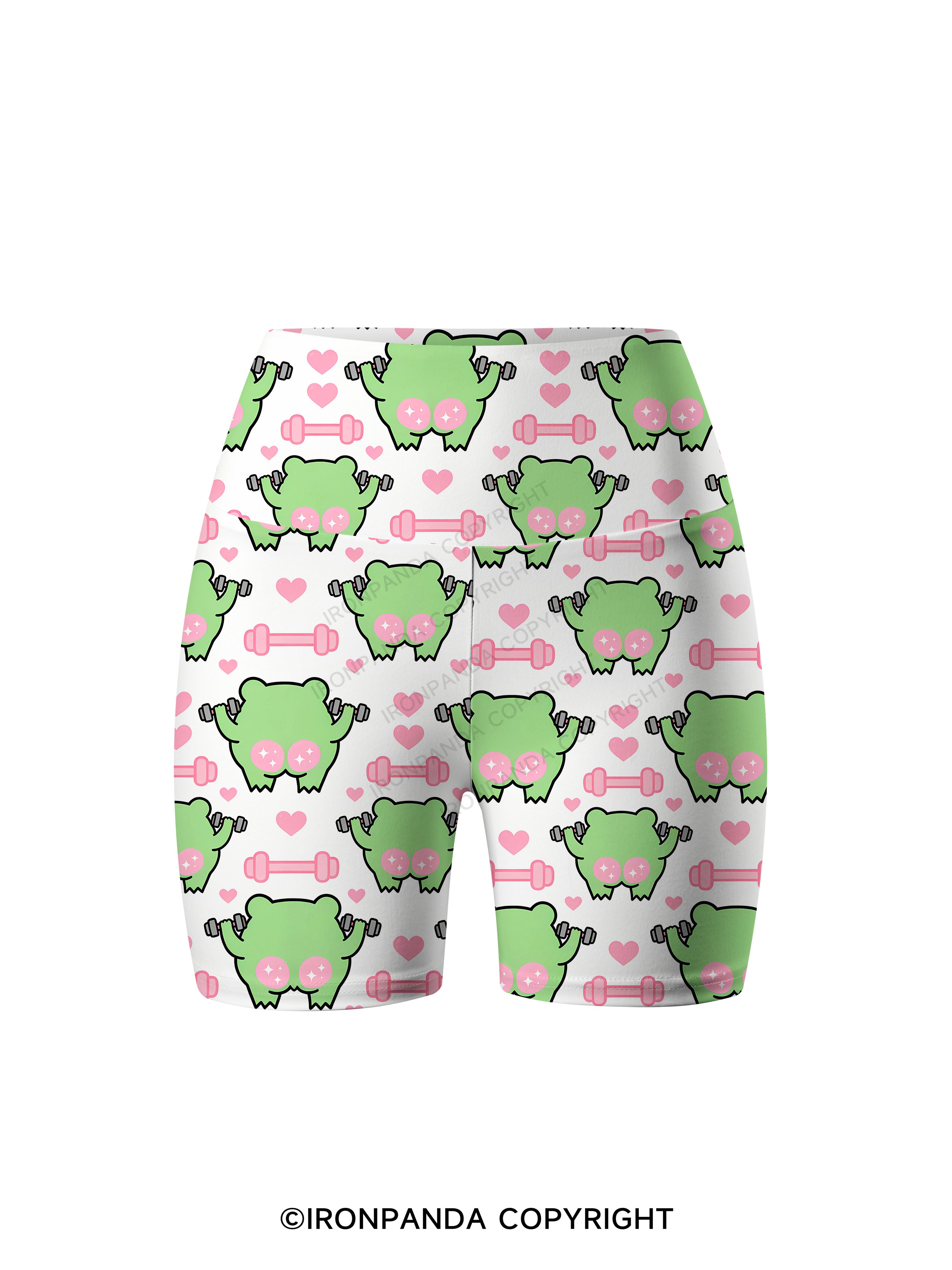 Booty Goals Frog Workout Printed Yoga Cycling Shorts