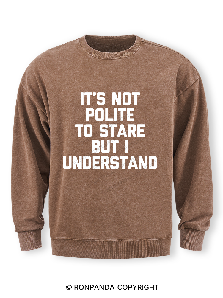 IT’S NOT POLITE TO STARE BUT I UNDERSTAND Washed Sweatshirt