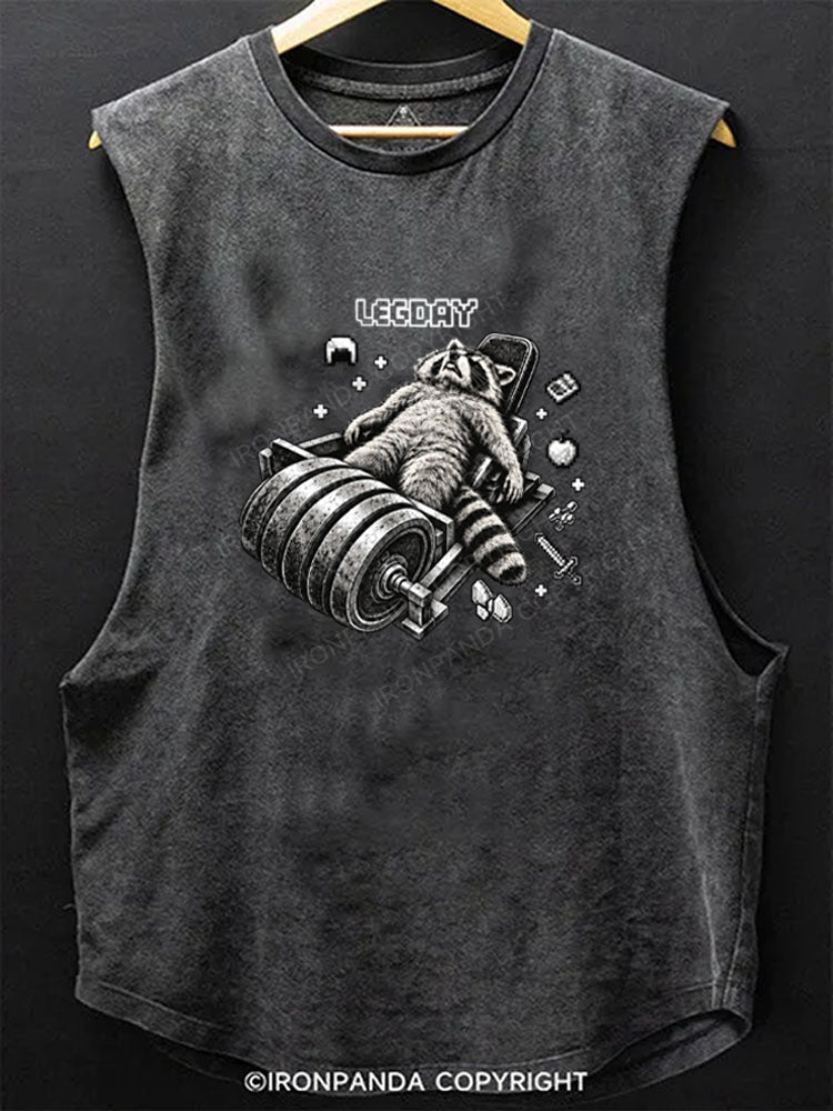 Heavy Leg Press Gamer Leg Day Raccoon Scoop Bottom Cotton Tank