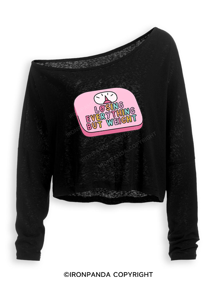 LOSING EVERYTHING BUT WEIGHT Off Shoulder Long Sleeve Crop Top