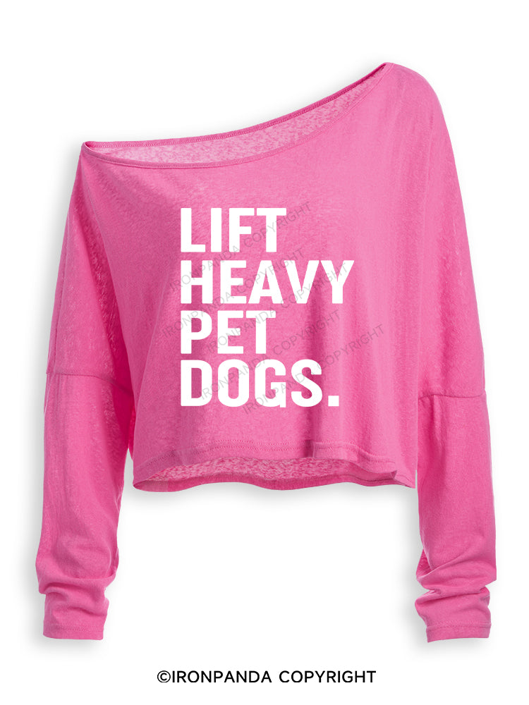 LIFT HEAVY PET DOGS Off Shoulder Long Sleeve Crop Top