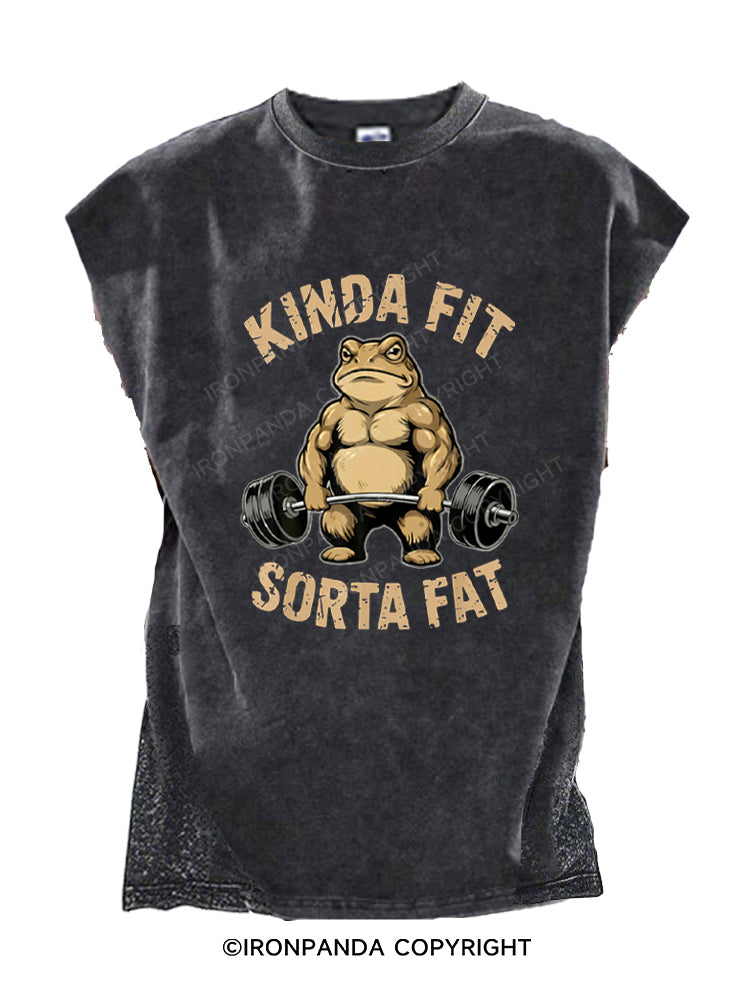 Kinda Fit Sorta Fat Funny Frog Cut Off Tank
