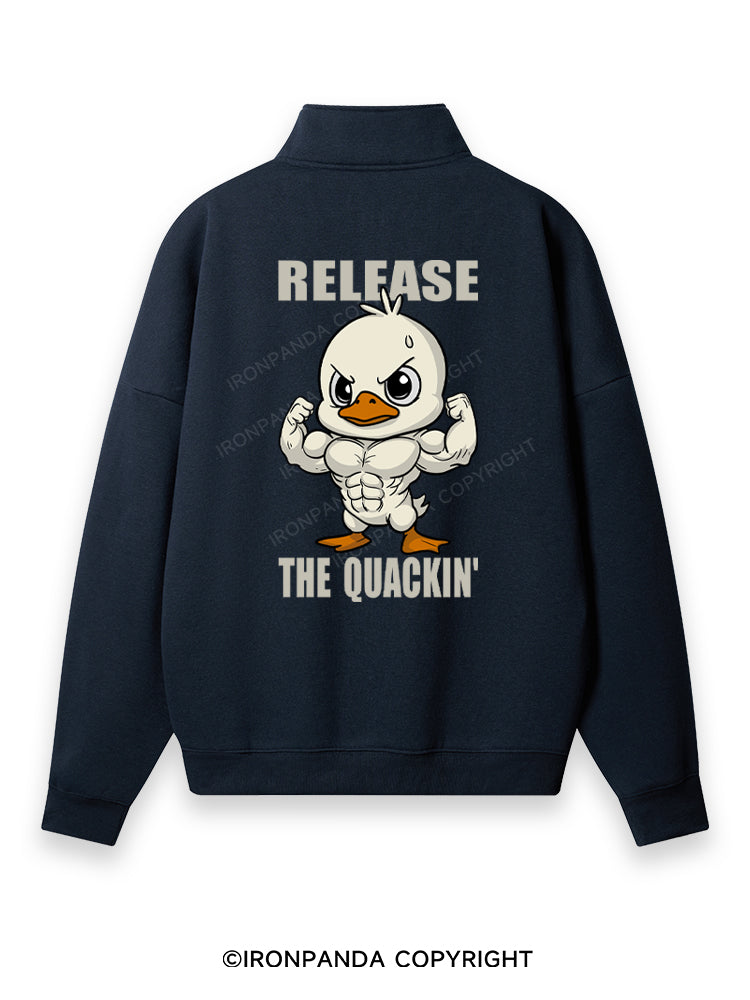 release the quackin' Back Printed Quarter-Zip Fleece Sweatshirt