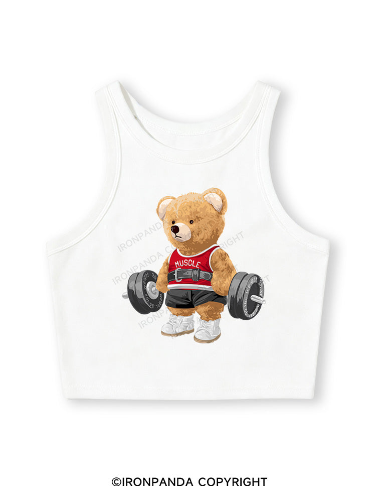 EXERCISE BEAR Fitted Crop Tank Top