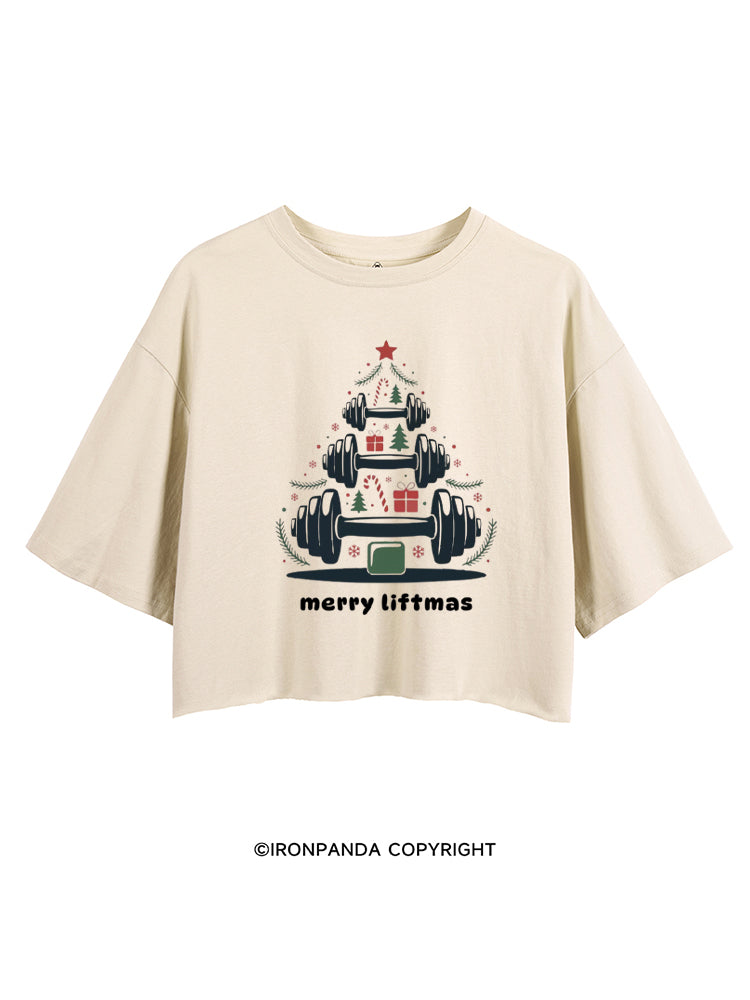 Merry Liftmas Funny Christmas Gym CROP TOPS