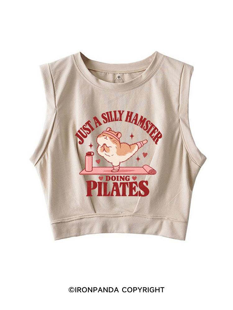 JUST A SILLY HAMSTER DOING PILATES SLEEVELESS CROP TOPS