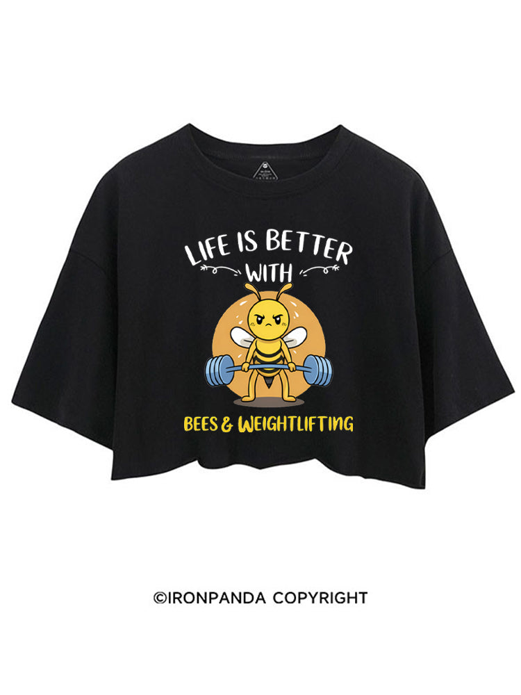 Life Is Better With Bees Weightlifting CROP TOPS