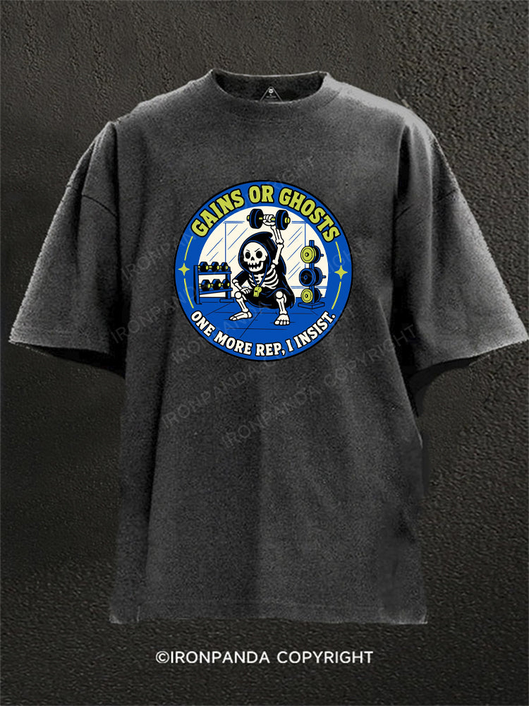 Gains or Ghosts Grim Reaper Washed Gym Shirt