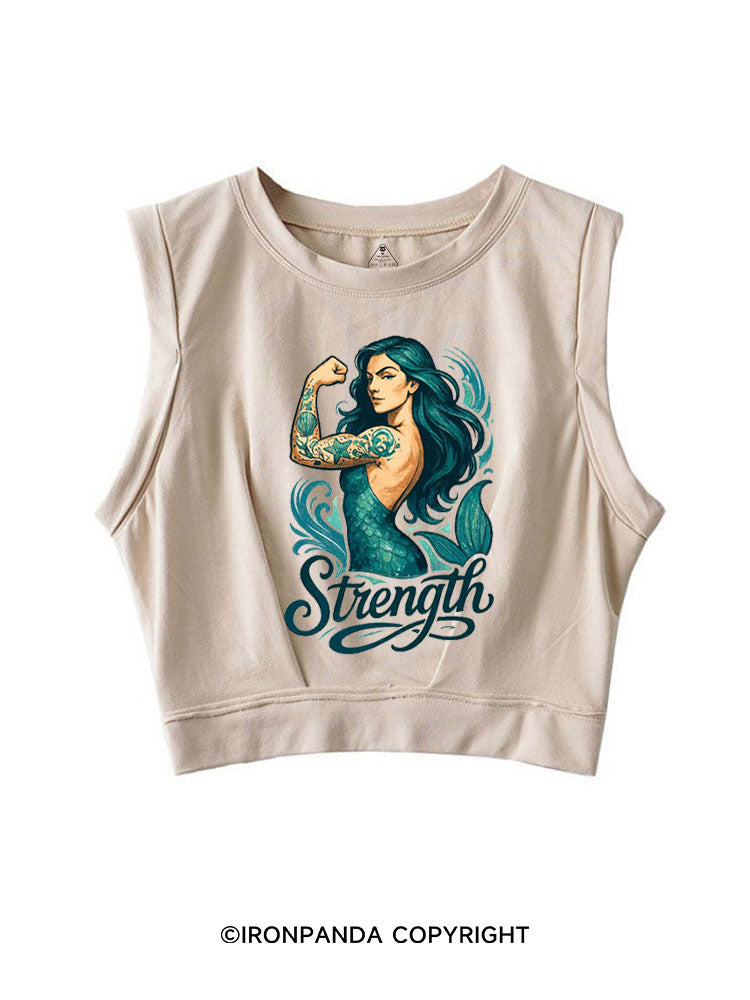 STRENGTH MUSCLE MERMAID SLEEVELESS CROP TOPS