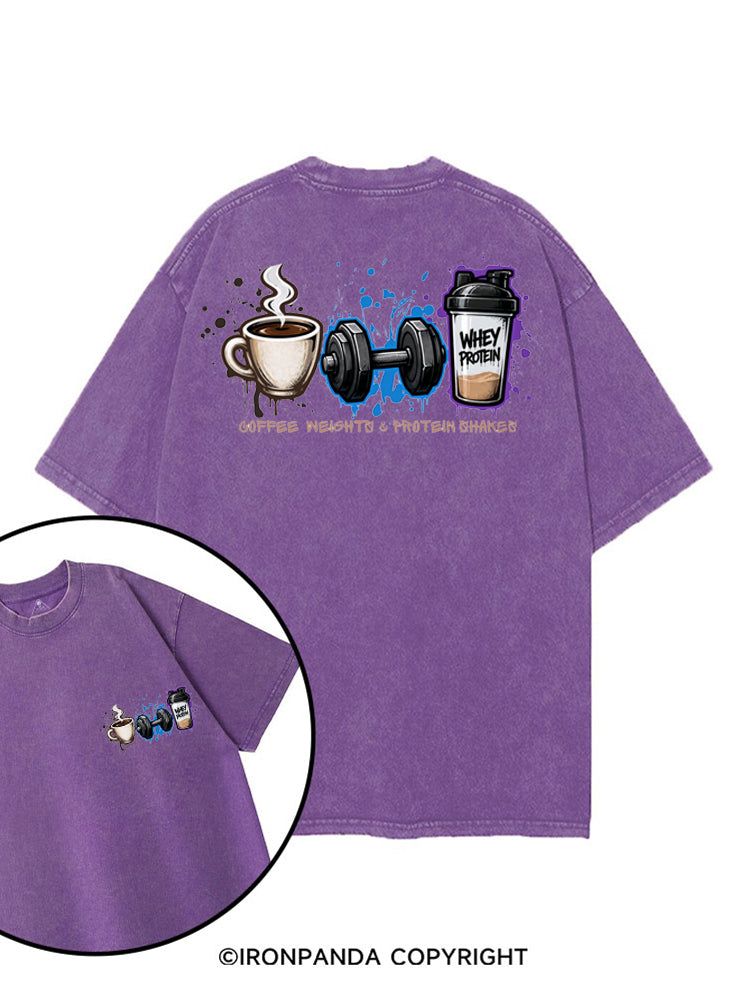 COFFEE WEIGHTS & PROTEIN SHAKES FUNNY GYM printed Gym Shirt