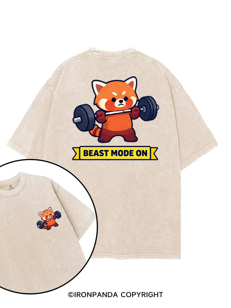 BEAST MODE ON RED PANDA printed Gym Shirt