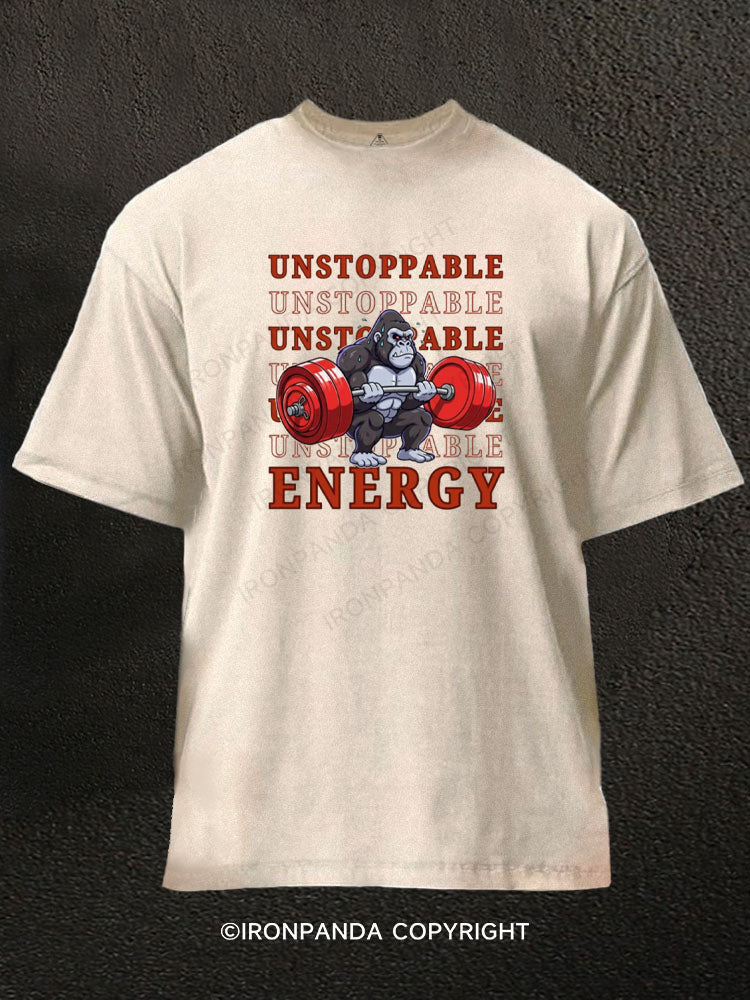 UNSTOPPABLE ENERGY GORILLA Washed Gym Shirt