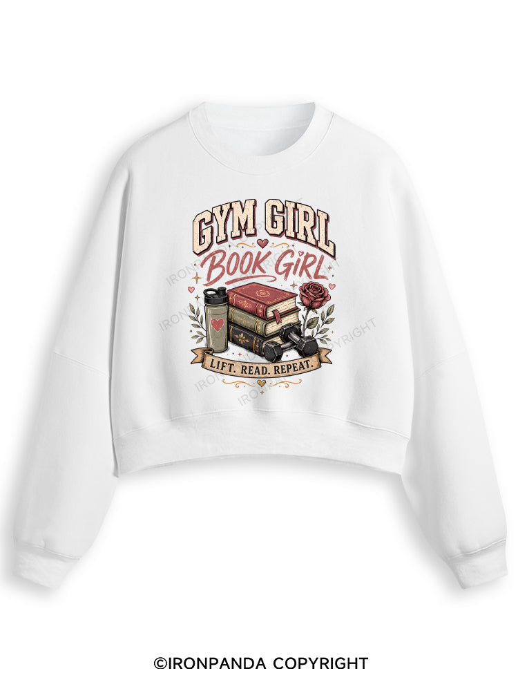 GYM GIRL BOOK GIRL Fleece Crop Sweatshirt