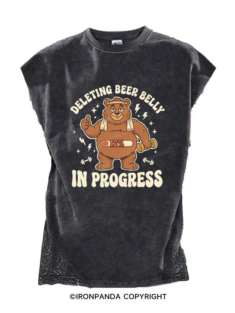 Deletin Beer Belly In Progress Funny Fitness Cut Off Tank